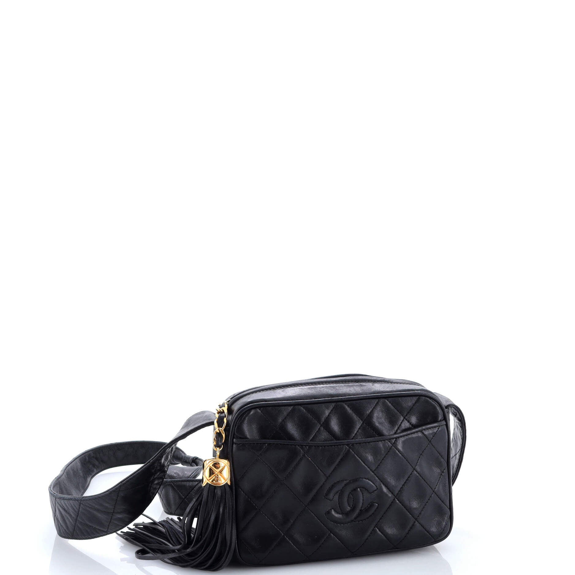 Vintage Diamond CC Camera Bag Quilted Leather Small