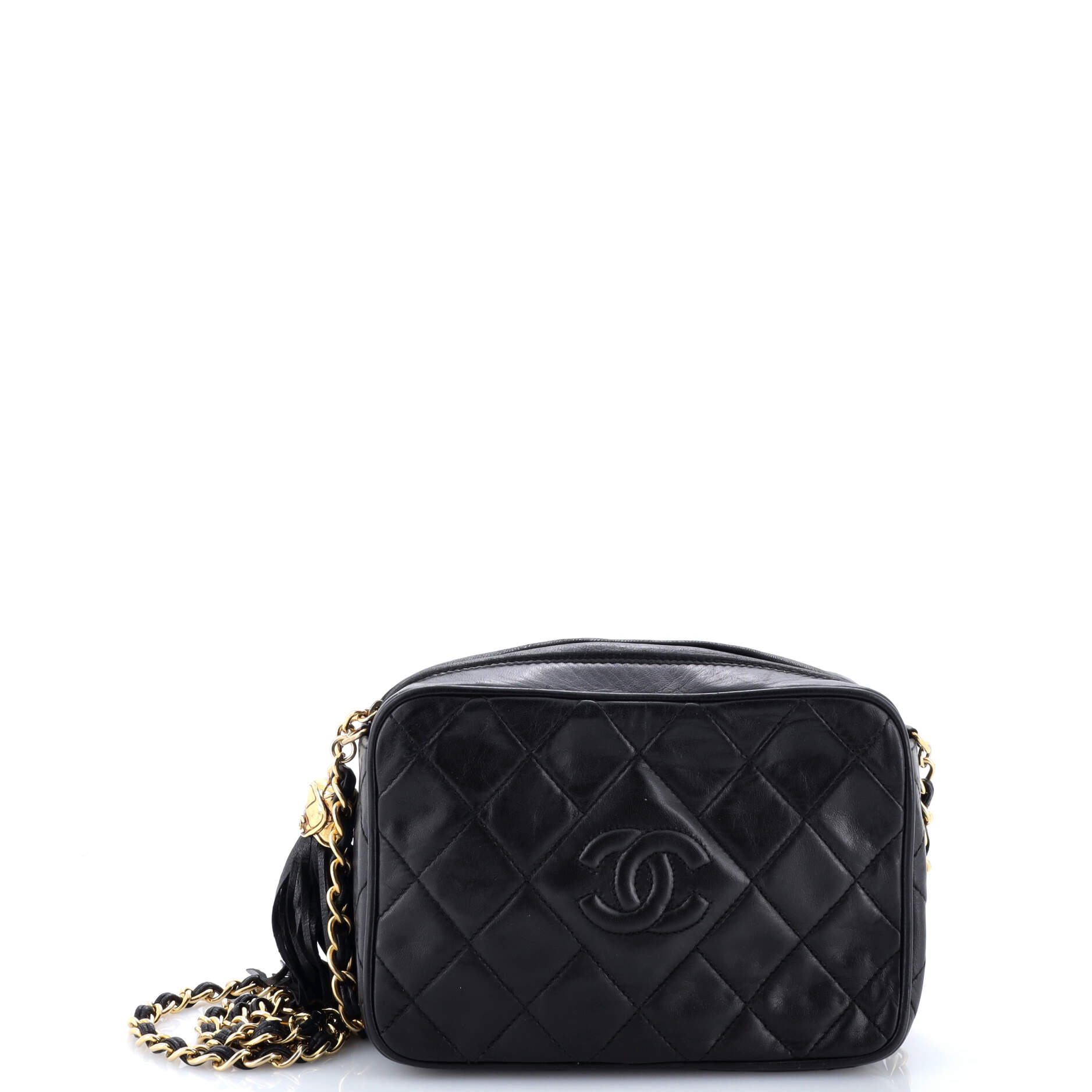 Vintage Diamond CC Camera Bag Quilted Leather Small