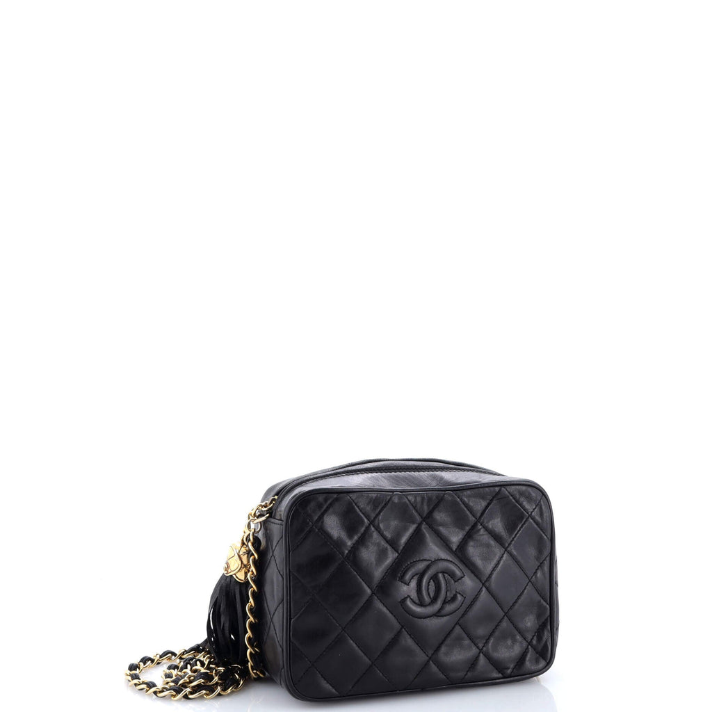 Vintage Diamond CC Camera Bag Quilted Leather Small