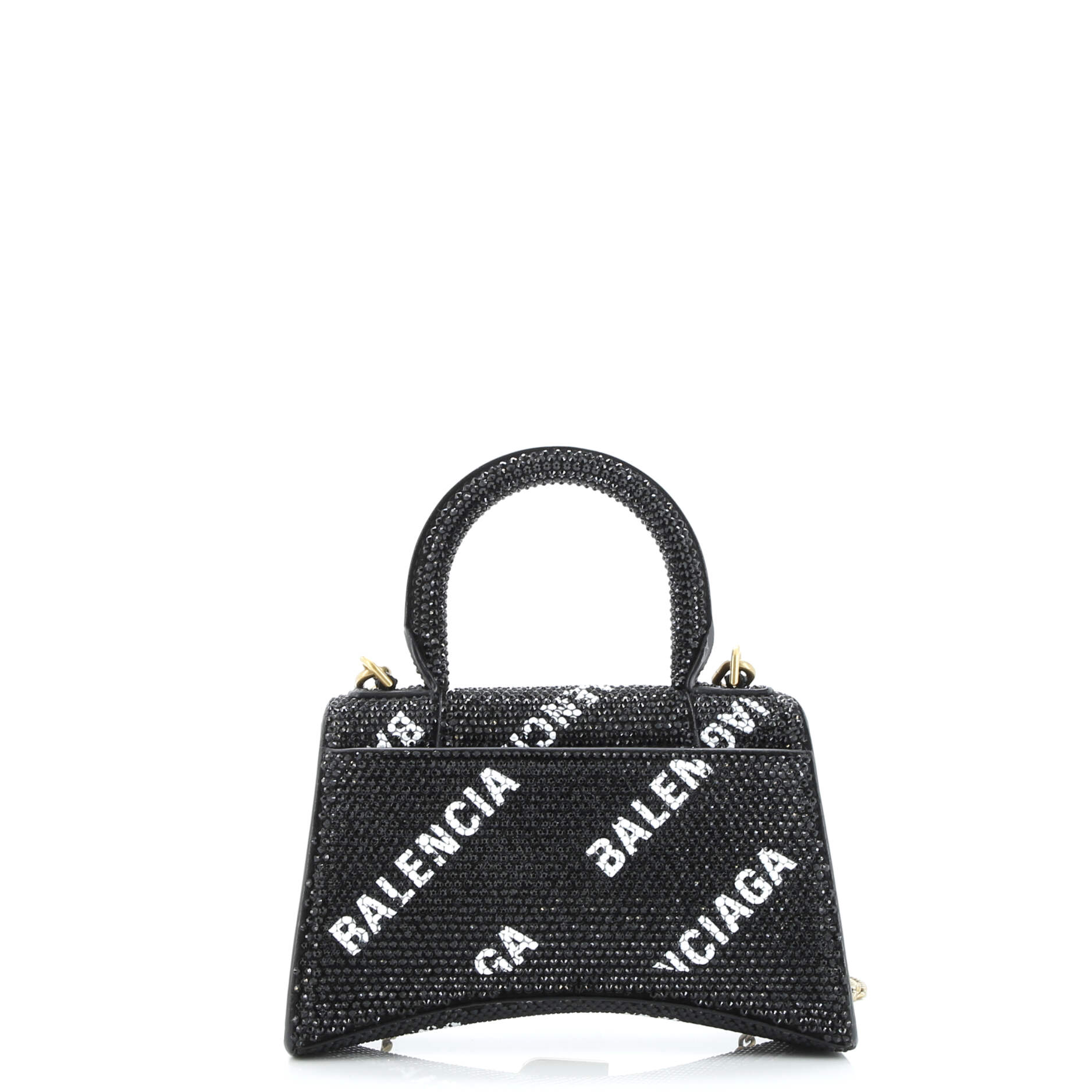 Hourglass Top Handle Bag Suede and Allover Logo Crystals XS