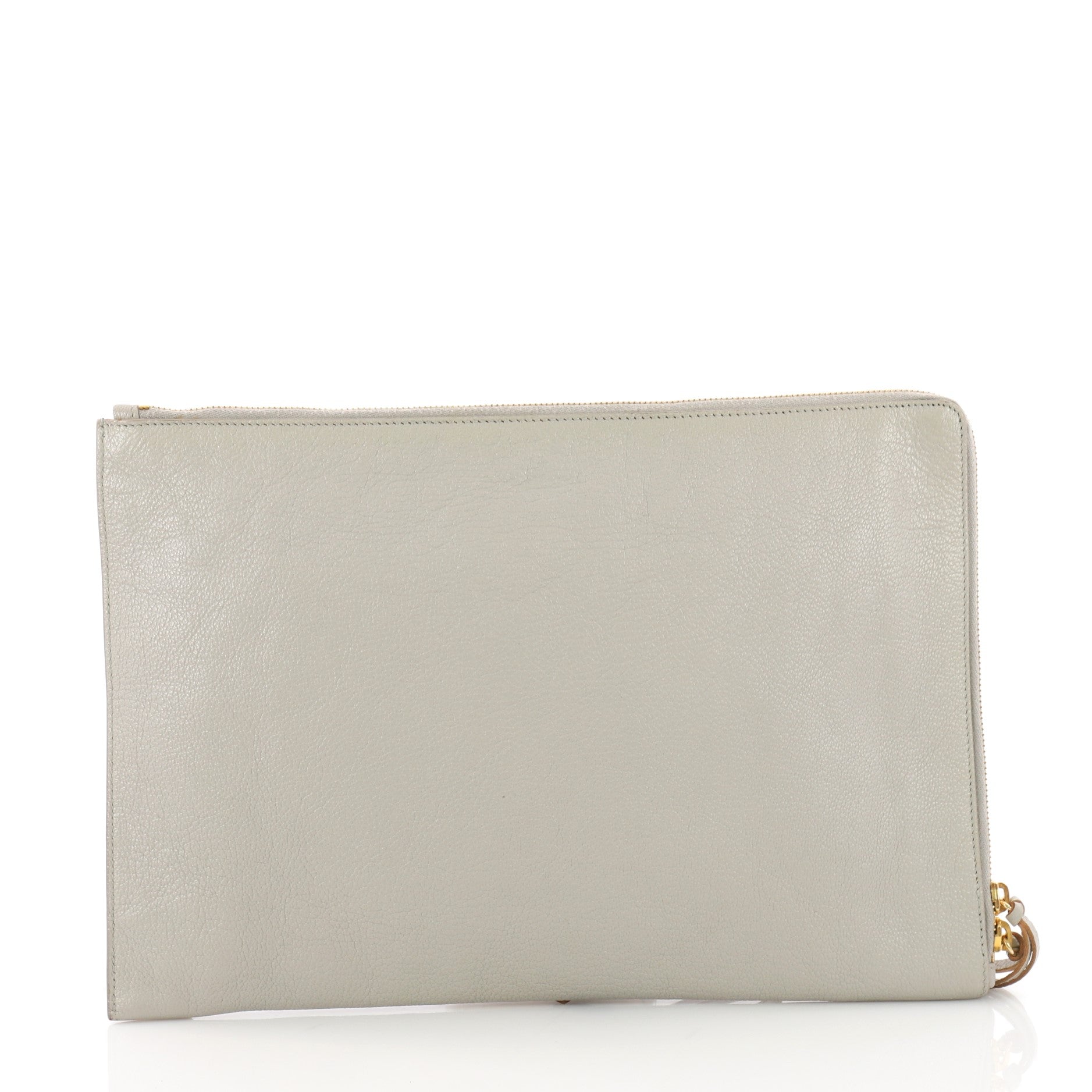 Zip Around Classic Studs Metallic Edge Clutch Leather Medium