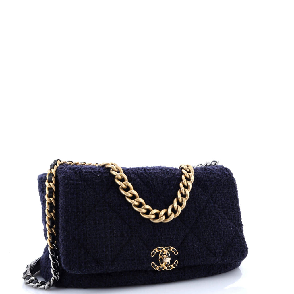 19 Flap Bag Quilted Tweed Maxi