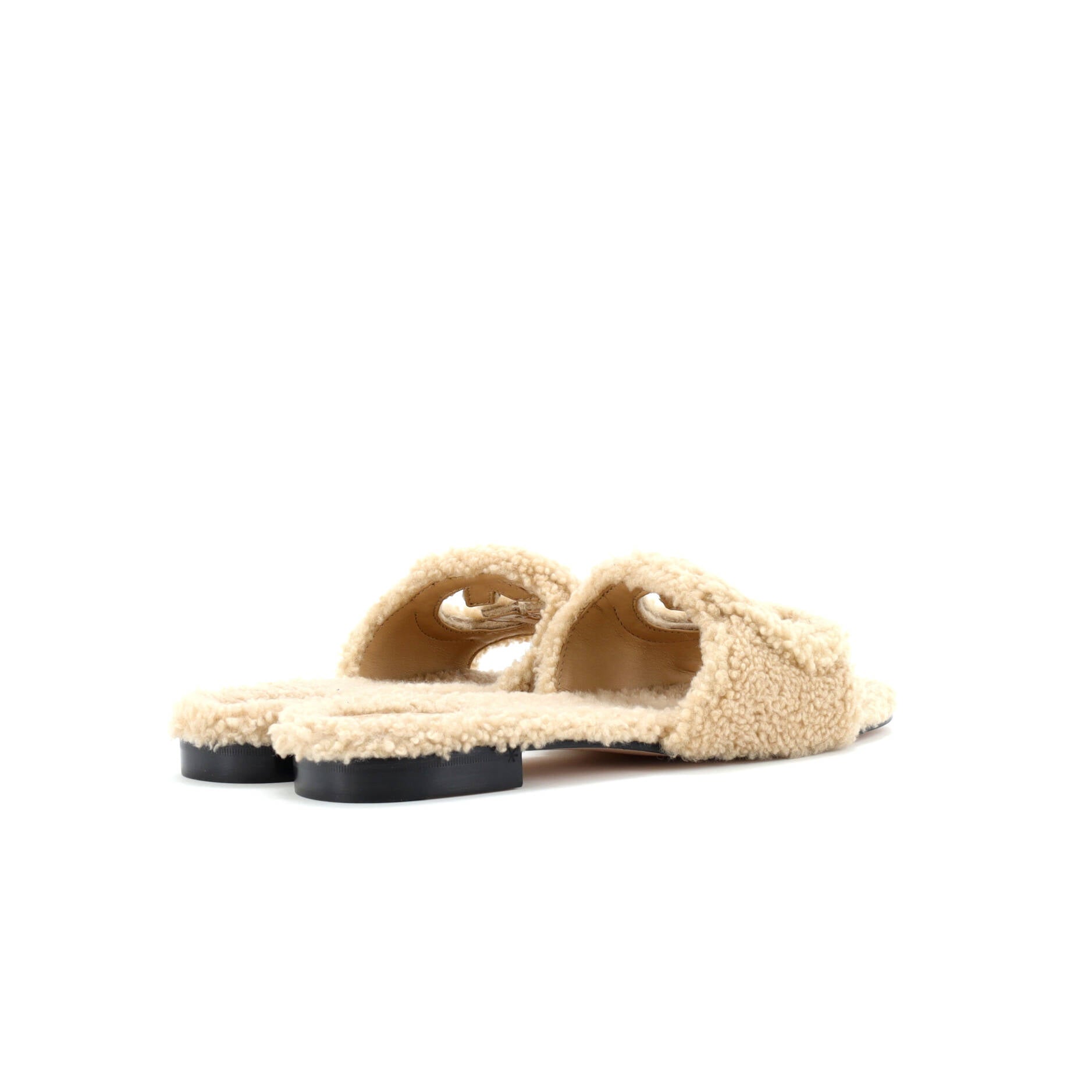 Women's Interlocking G Cut-Out Slide Sandals Shearling