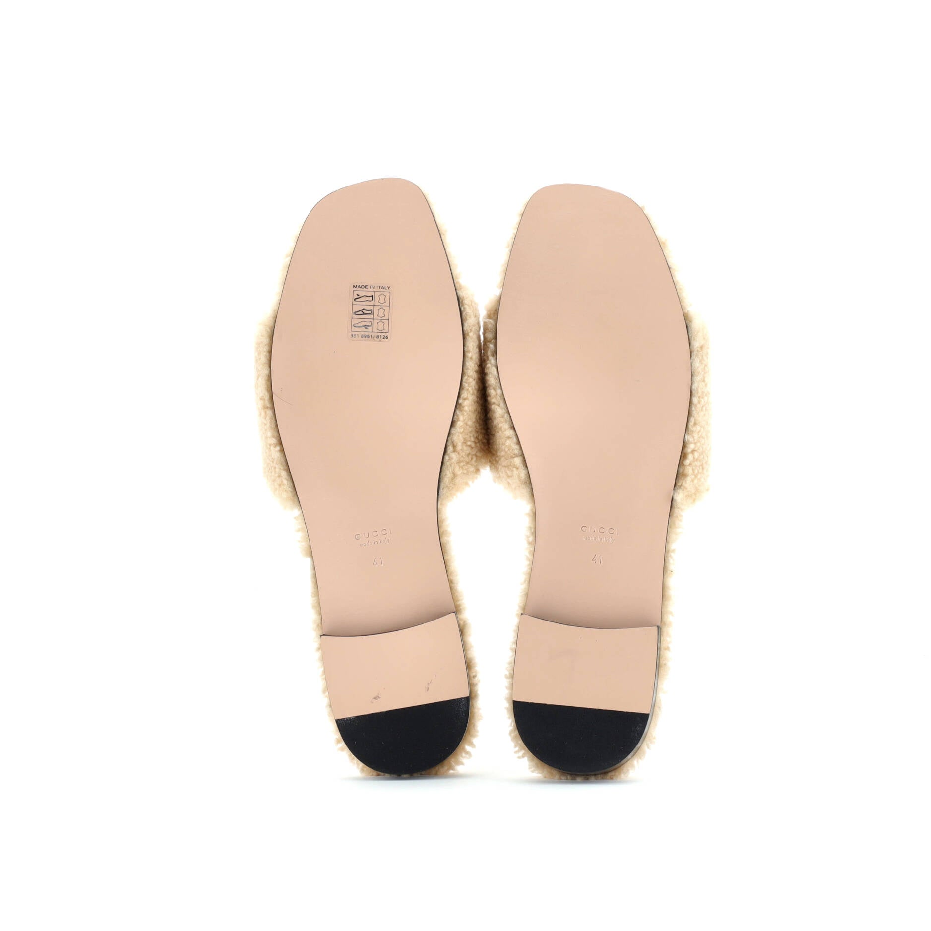 Women's Interlocking G Cut-Out Slide Sandals Shearling