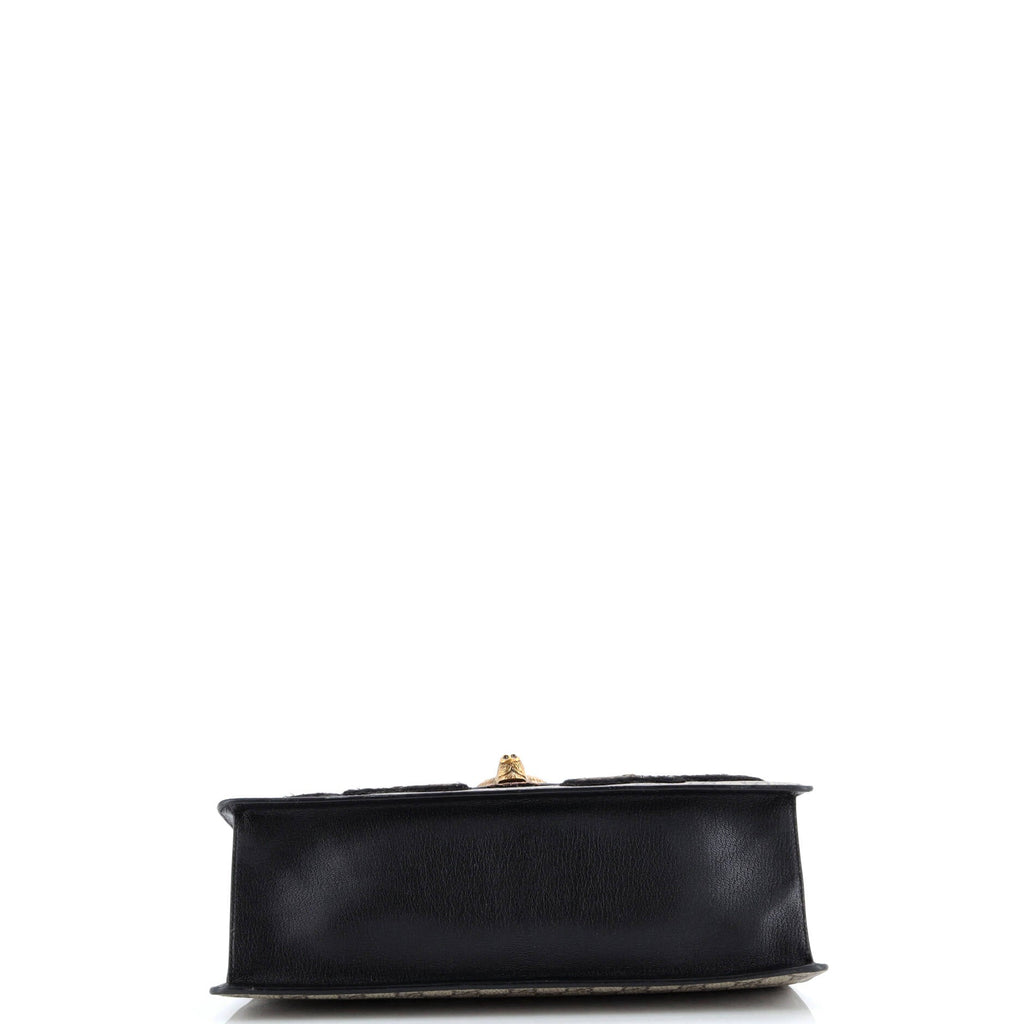 Broche Top Handle Bag Embroidered GG Coated Canvas and Leather Medium
