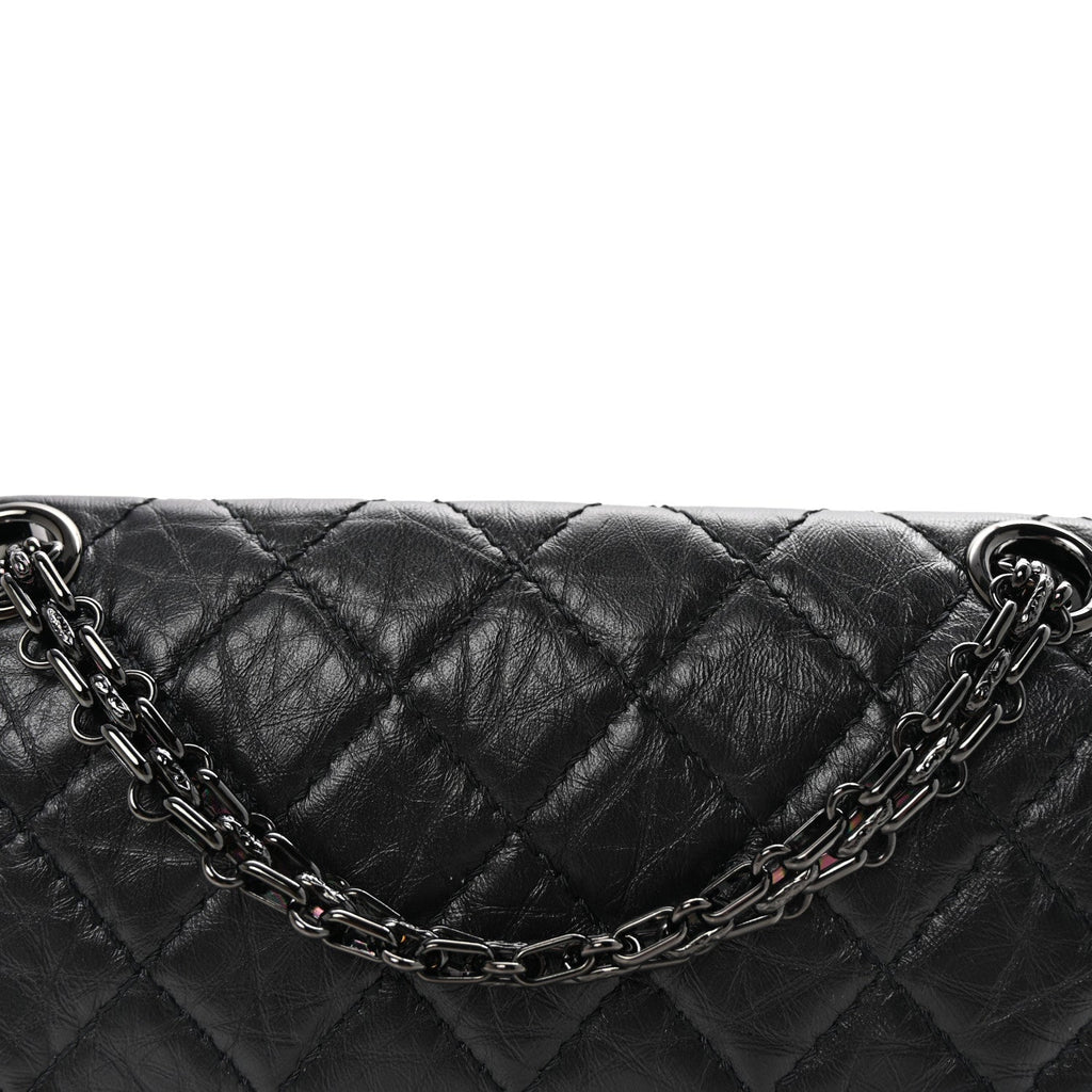 Aged Calfskin Quilted 2.55 Reissue Mini Flap So Black