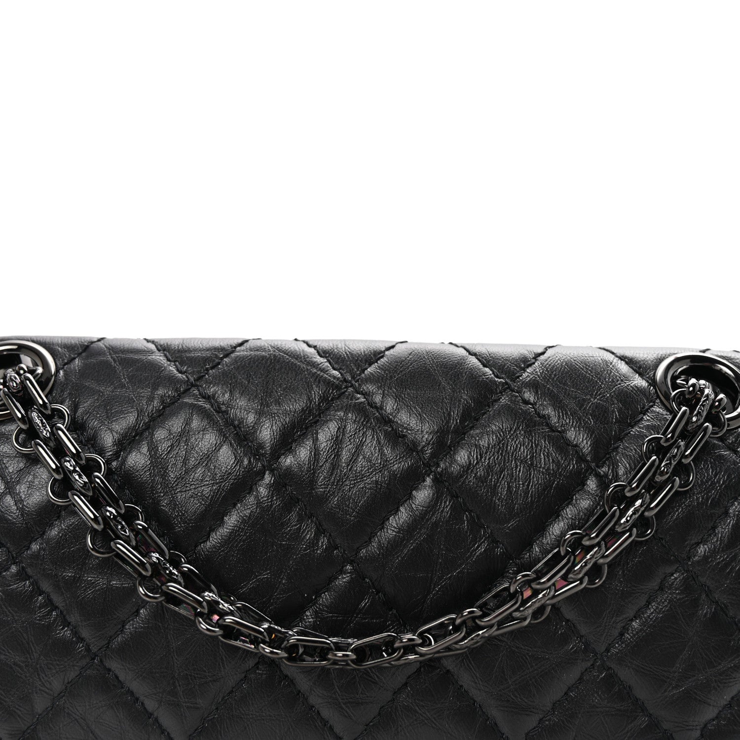 Aged Calfskin Quilted 2.55 Reissue Mini Flap So Black