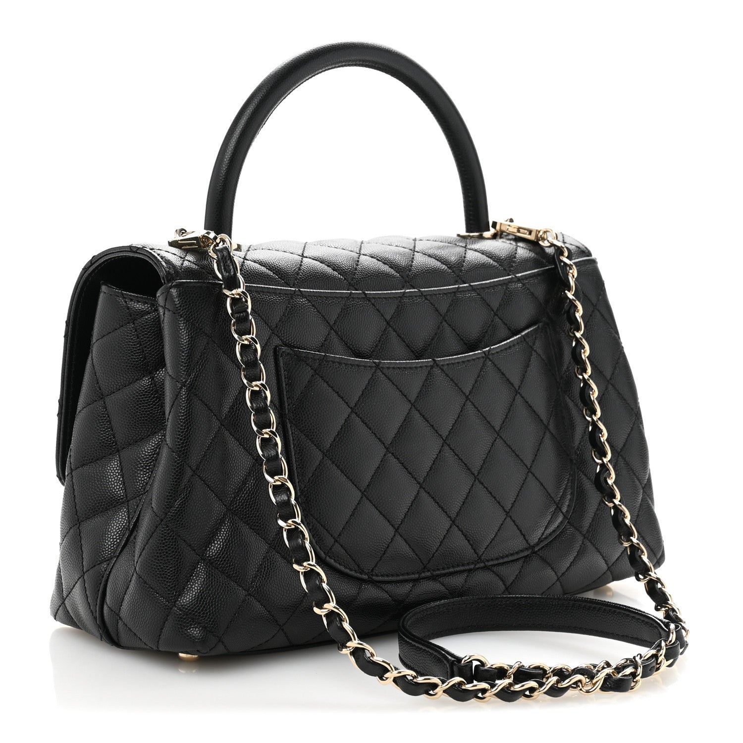 Caviar Quilted Small Coco Handle Flap Black