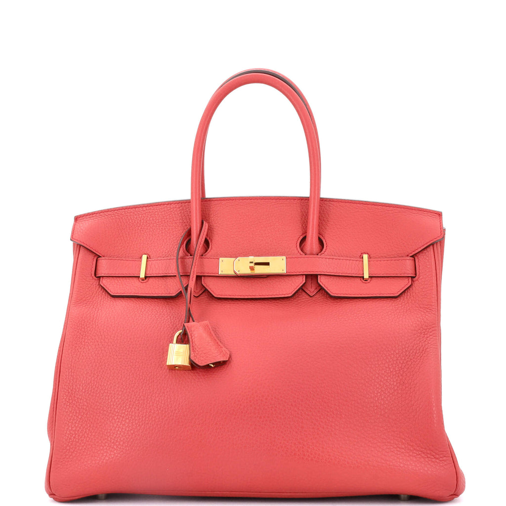 Birkin Handbag Bougainvillea Clemence with Gold Hardware 35