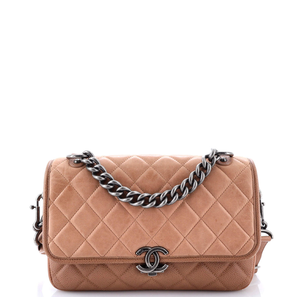 Daily Carry Messenger Bag Quilted Iridescent Calfskin and Caviar Medium