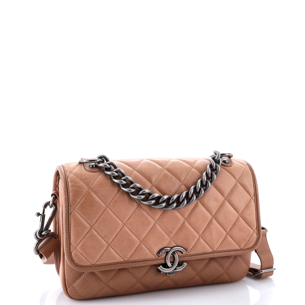 Daily Carry Messenger Bag Quilted Iridescent Calfskin and Caviar Medium