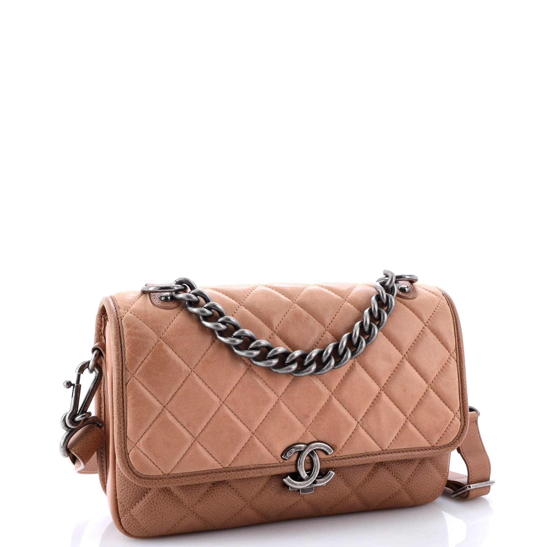 Daily Carry Messenger Bag Quilted Iridescent Calfskin and Caviar Medium