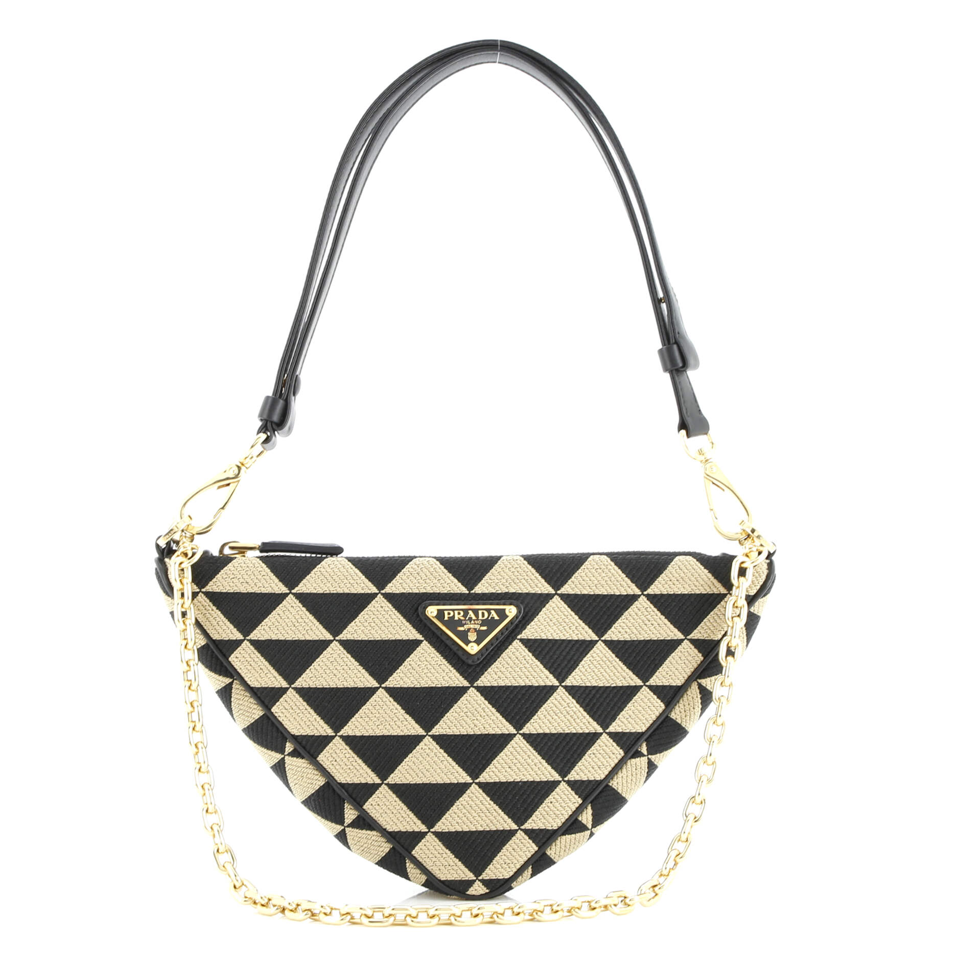 Symbole Triangle Bag Leather and Jacquard Mini