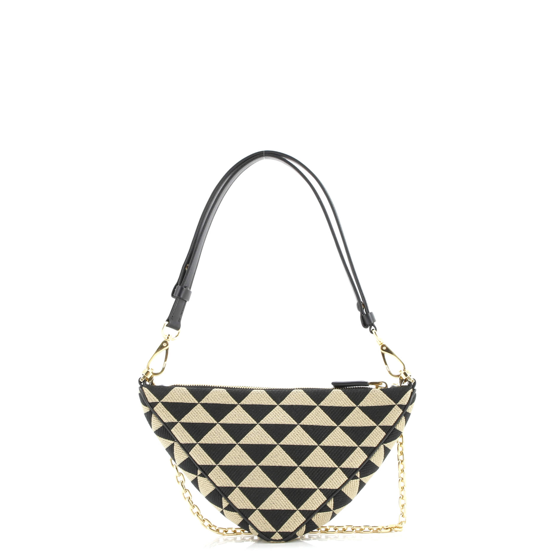 Symbole Triangle Bag Leather and Jacquard Mini