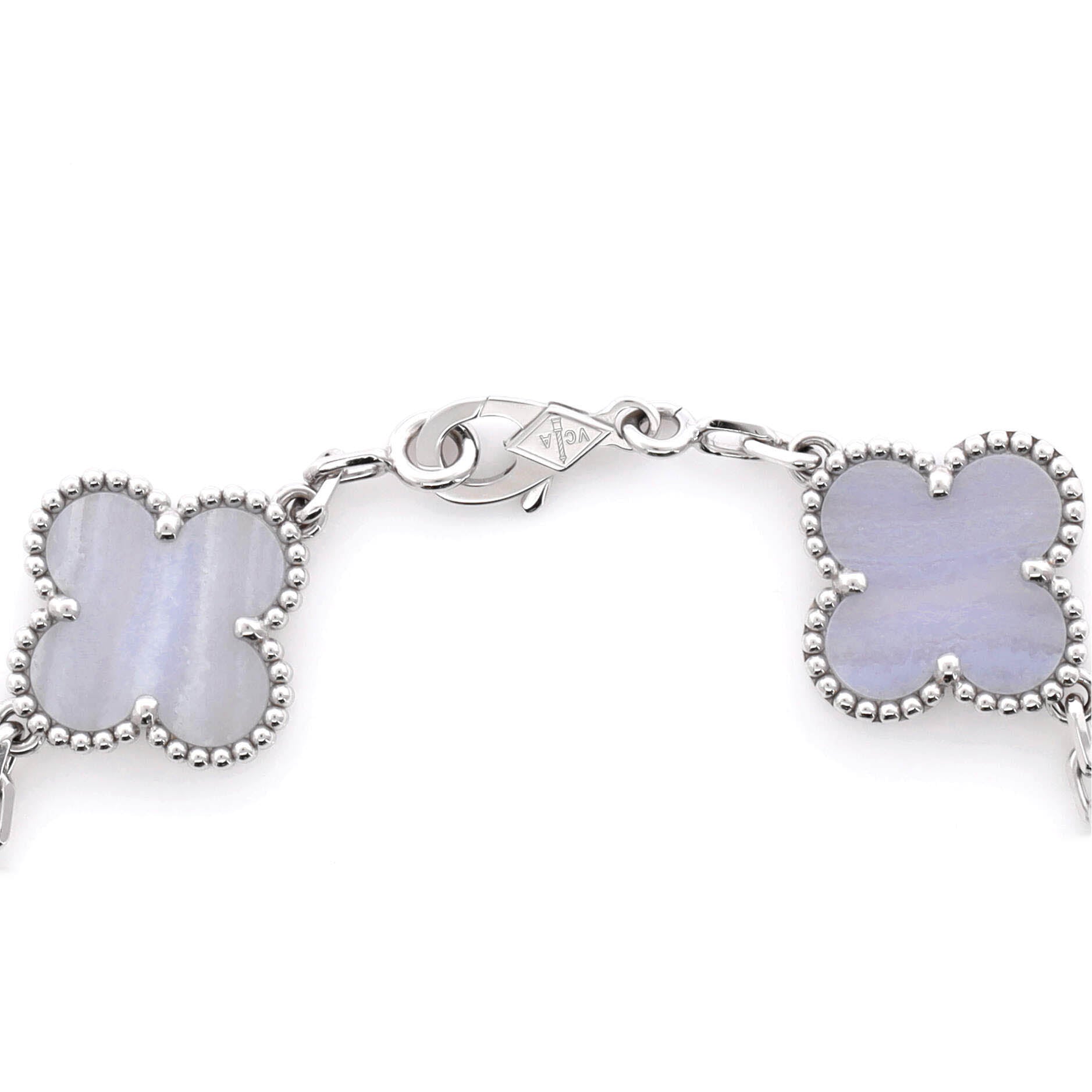 Vintage Alhambra 5 Motifs Bracelet 18K White Gold and Chalcedony