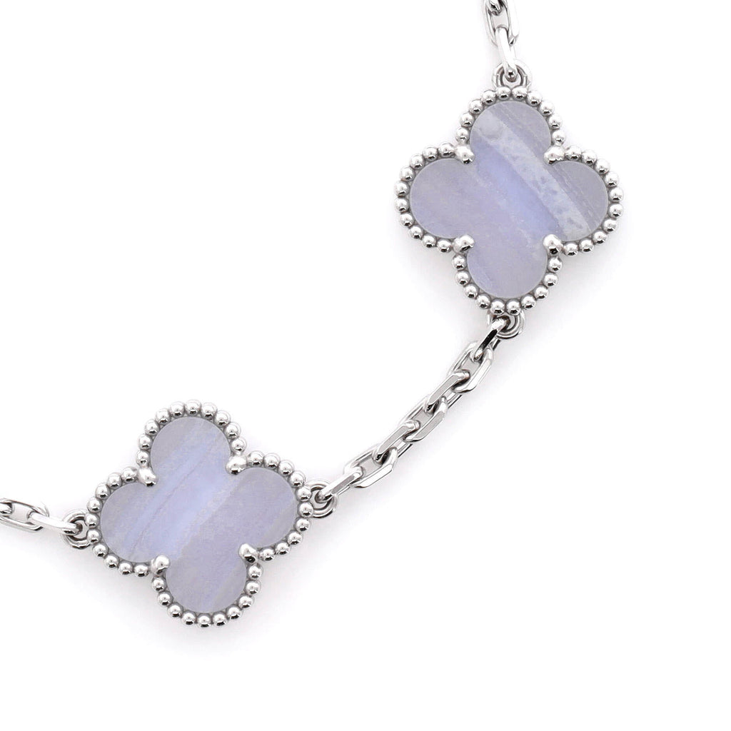 Vintage Alhambra 5 Motifs Bracelet 18K White Gold and Chalcedony