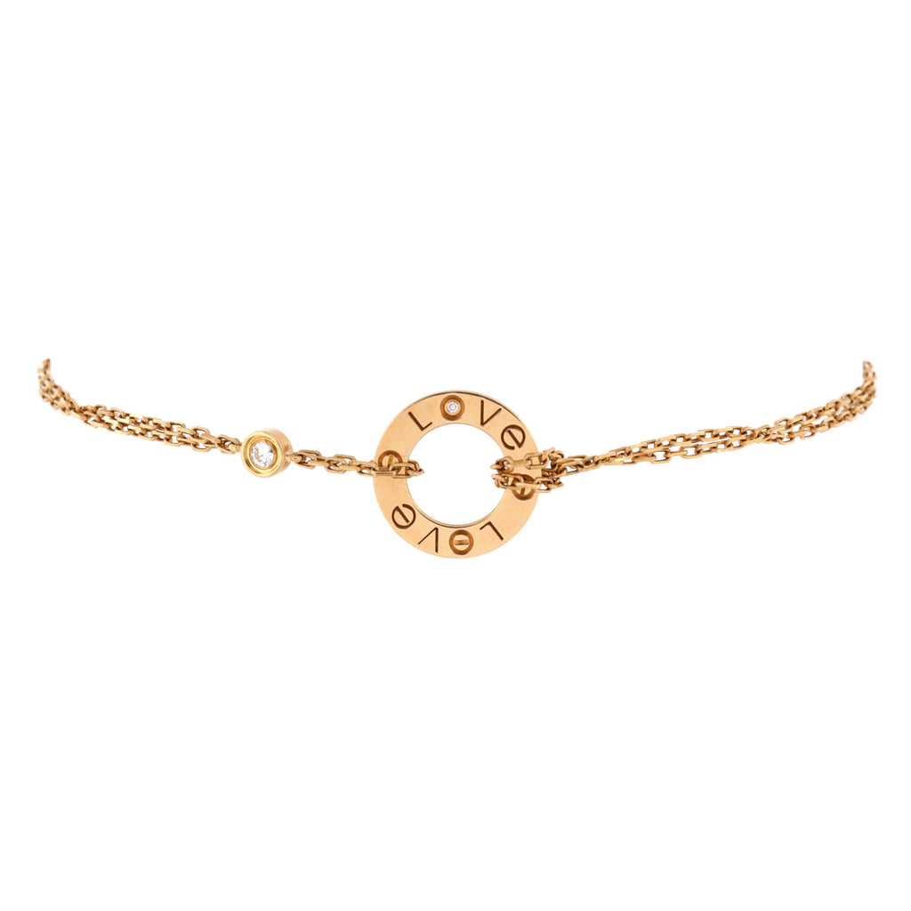 2 Diamonds Love Bracelet 18K Yellow Gold with Diamonds