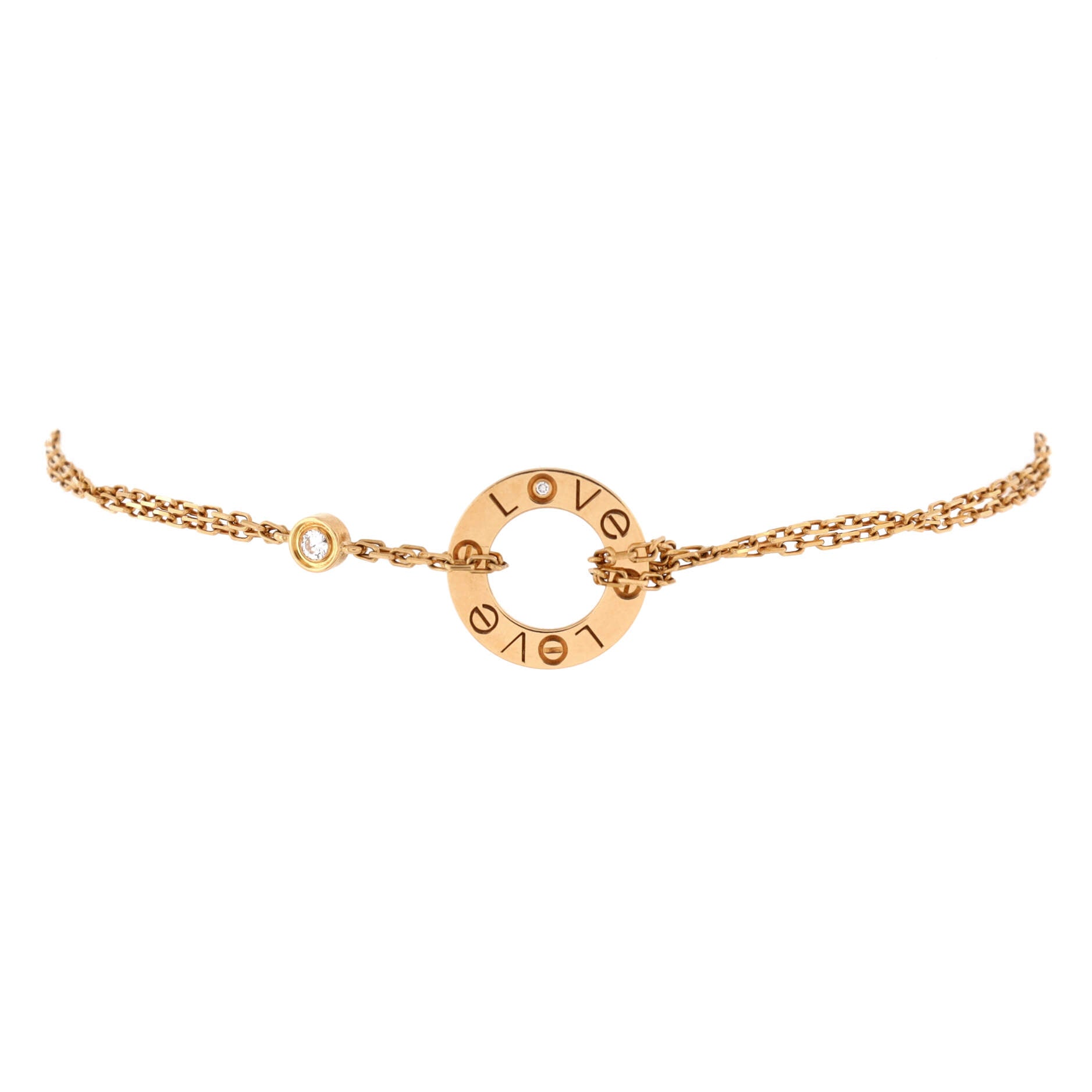 2 Diamonds Love Bracelet 18K Yellow Gold with Diamonds