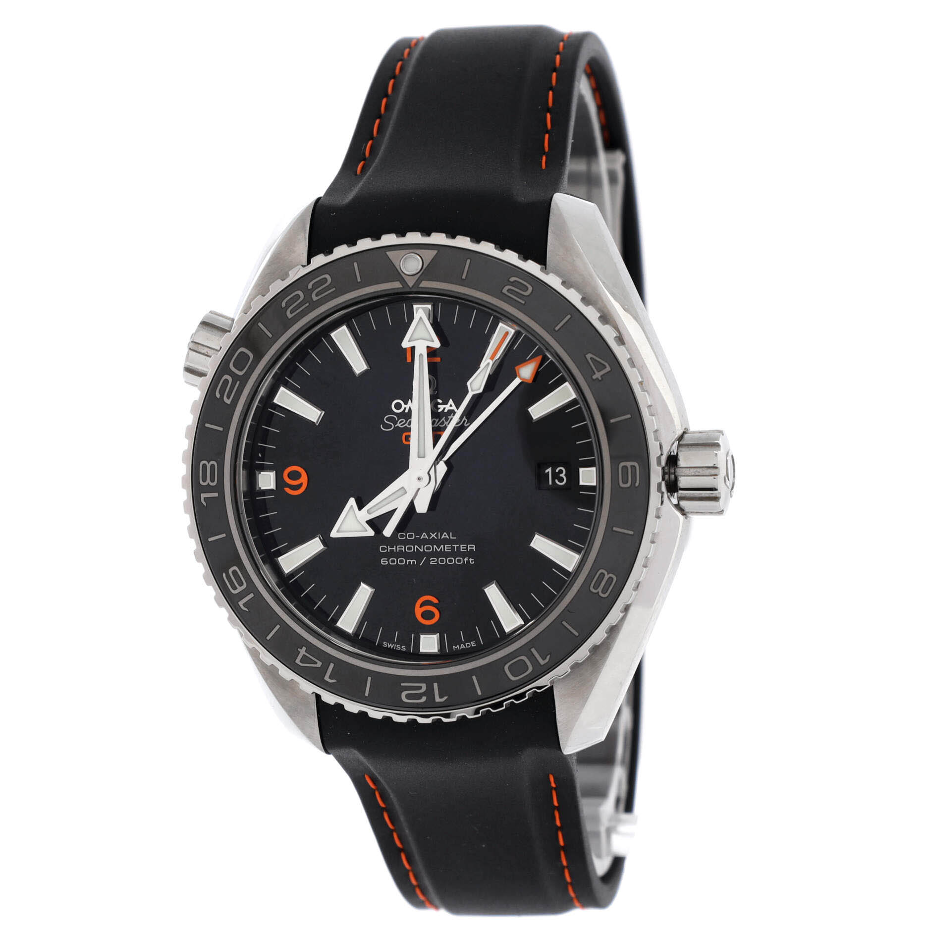 Seamaster Planet Ocean 600M Co-Axial Chronometer GMT Automatic Watch Stainless Steel and Leather 43