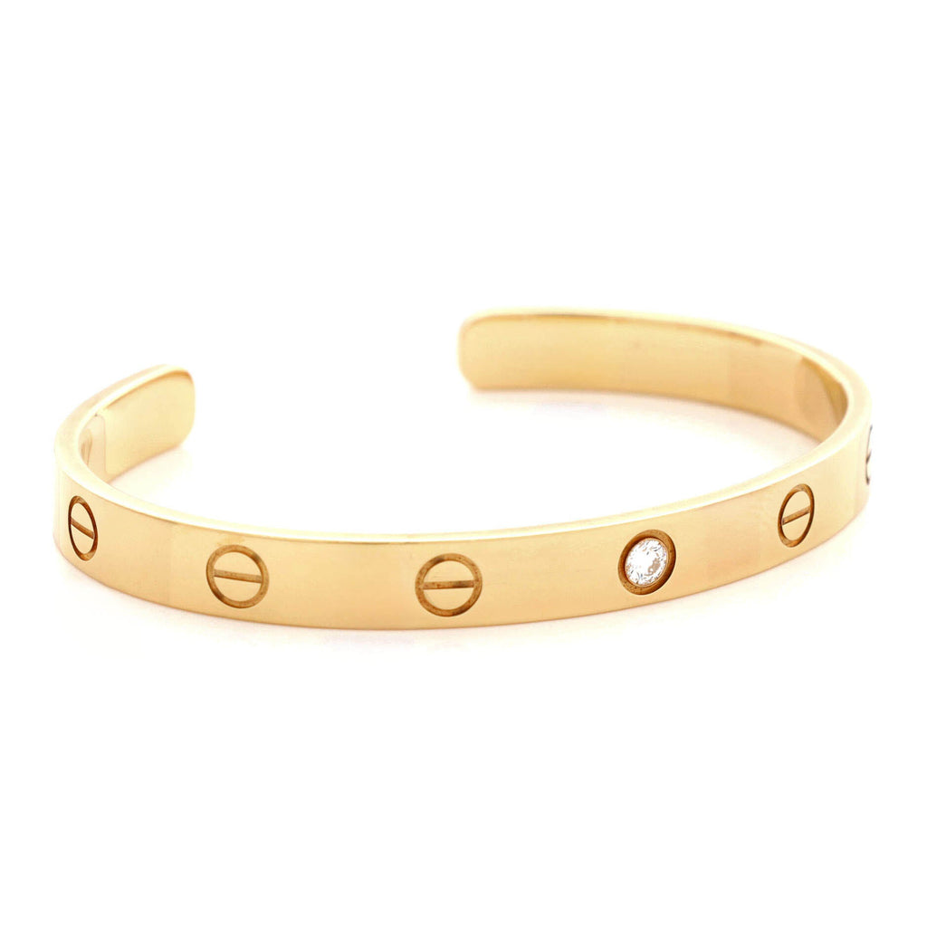 Love 1 Diamond Cuff Bracelet 18K Yellow Gold with Diamond