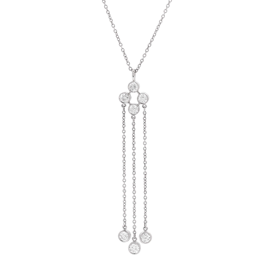 Jazz Triple Drop Pendant Necklace Platinum and Diamonds