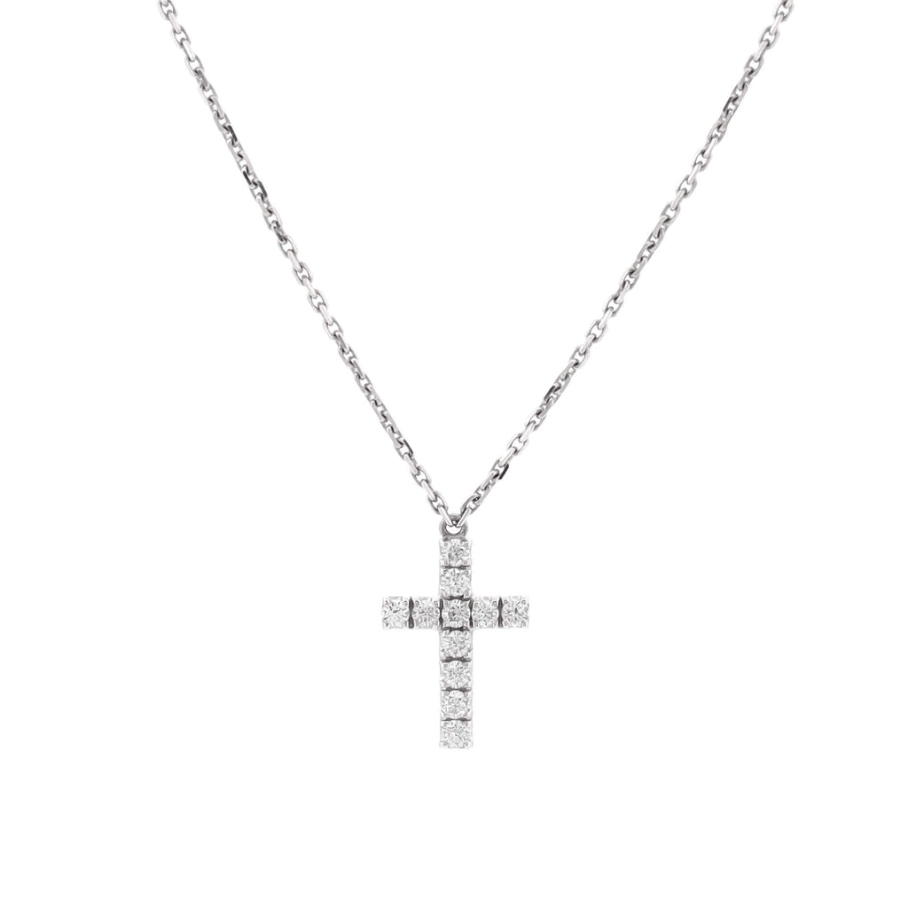 Cross Pendant Necklace 18K White Gold with Diamonds