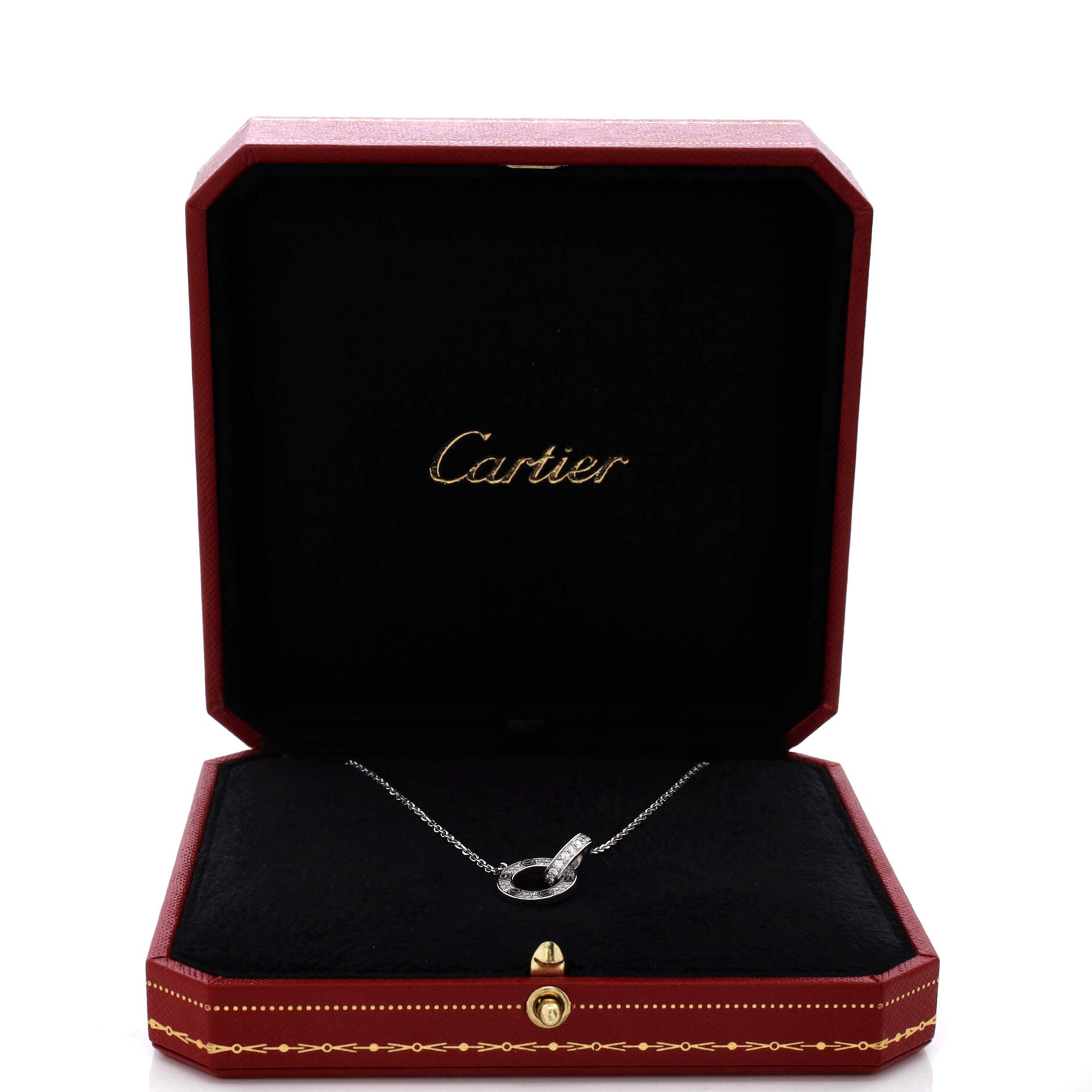 Love Interlocking Pave Necklace 18K White Gold and Diamonds