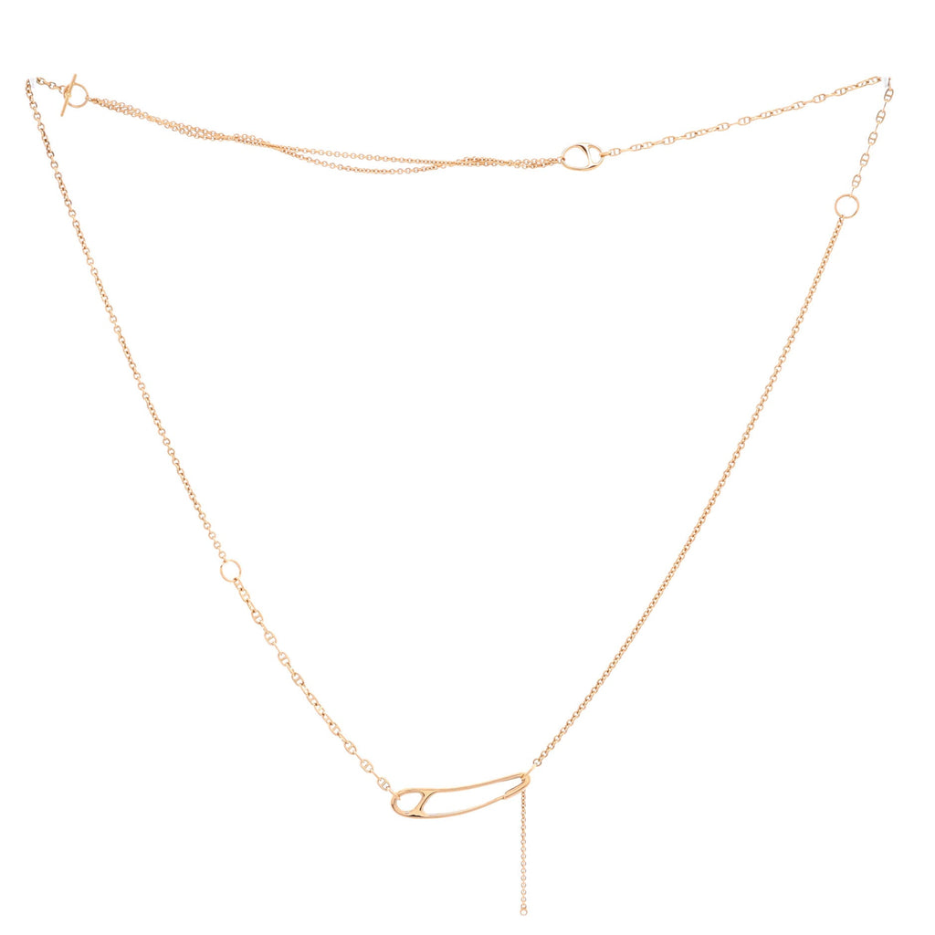 Chaine d'Ancre Punk Lariat Long Necklace 18K Rose Gold with Diamond Very Large