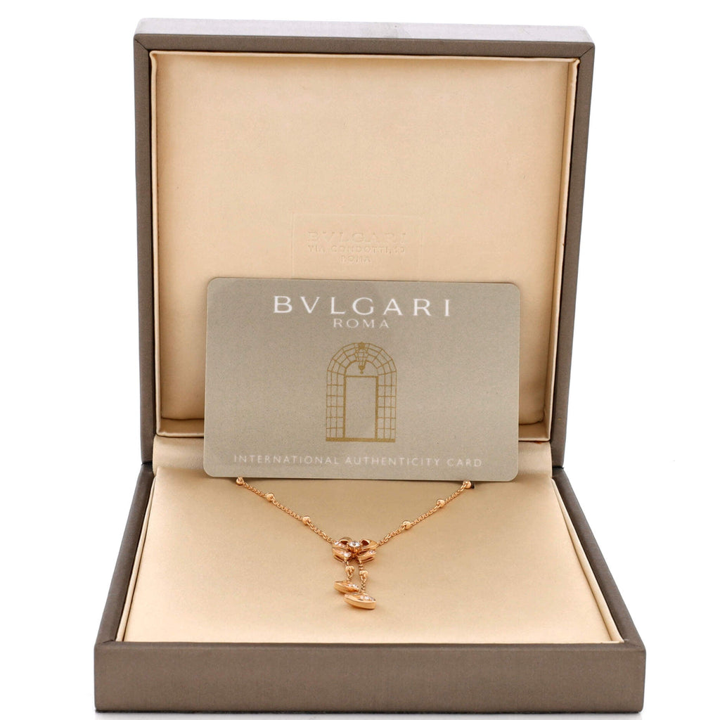Fiorever Drop Pendant Necklace 18K Rose Gold and Diamonds