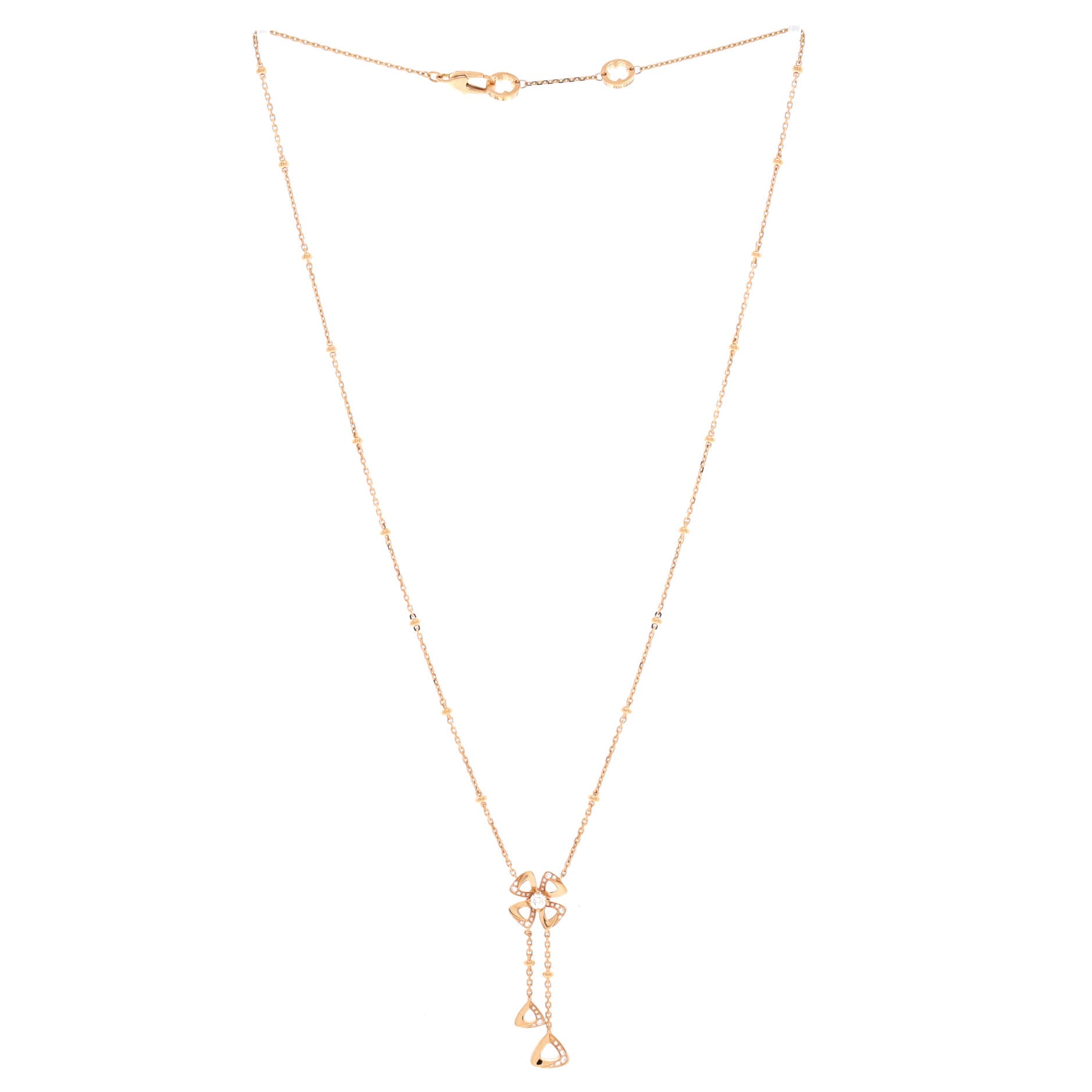 Fiorever Drop Pendant Necklace 18K Rose Gold and Diamonds
