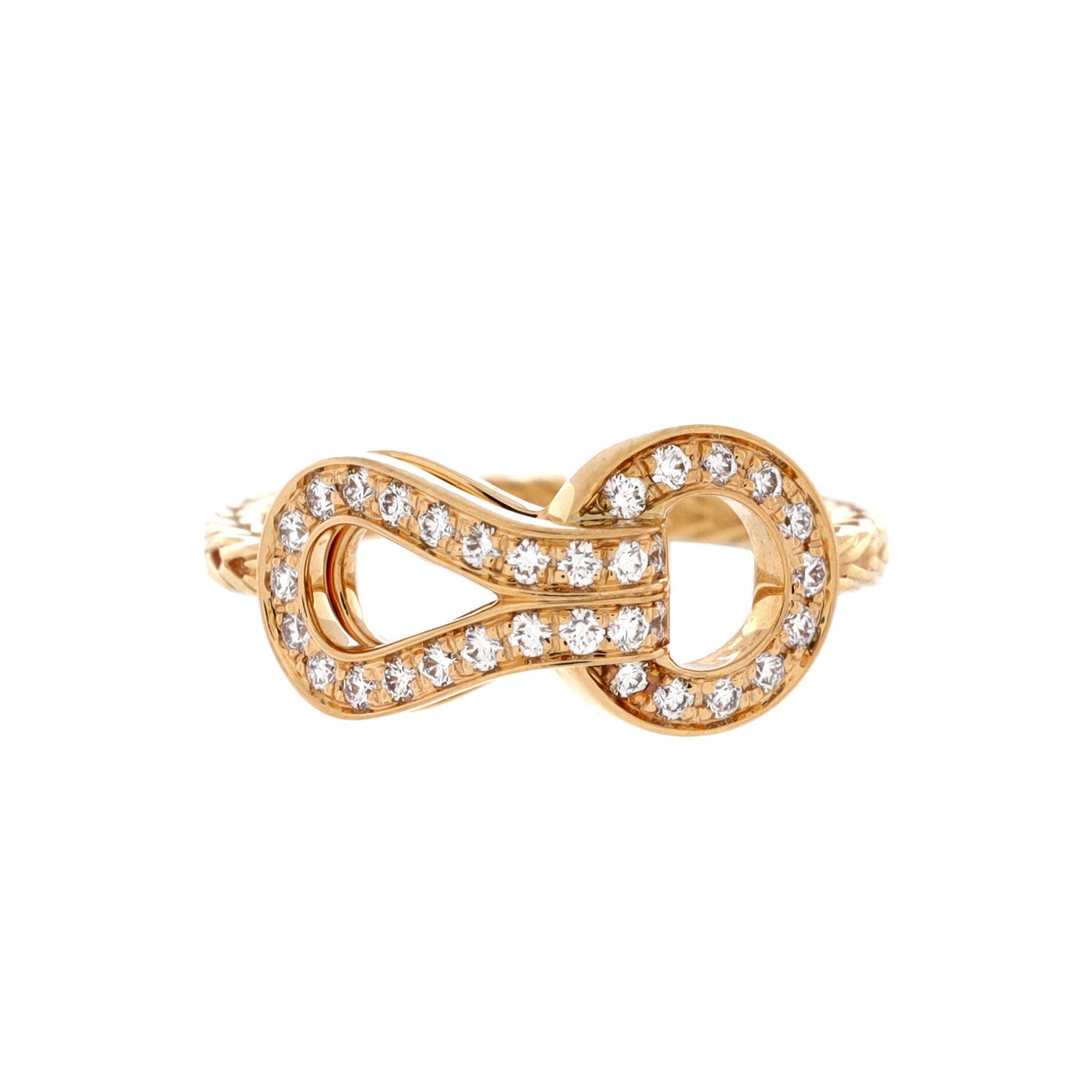 Agrafe Vine Ring 18K Yellow Gold with Diamonds Small