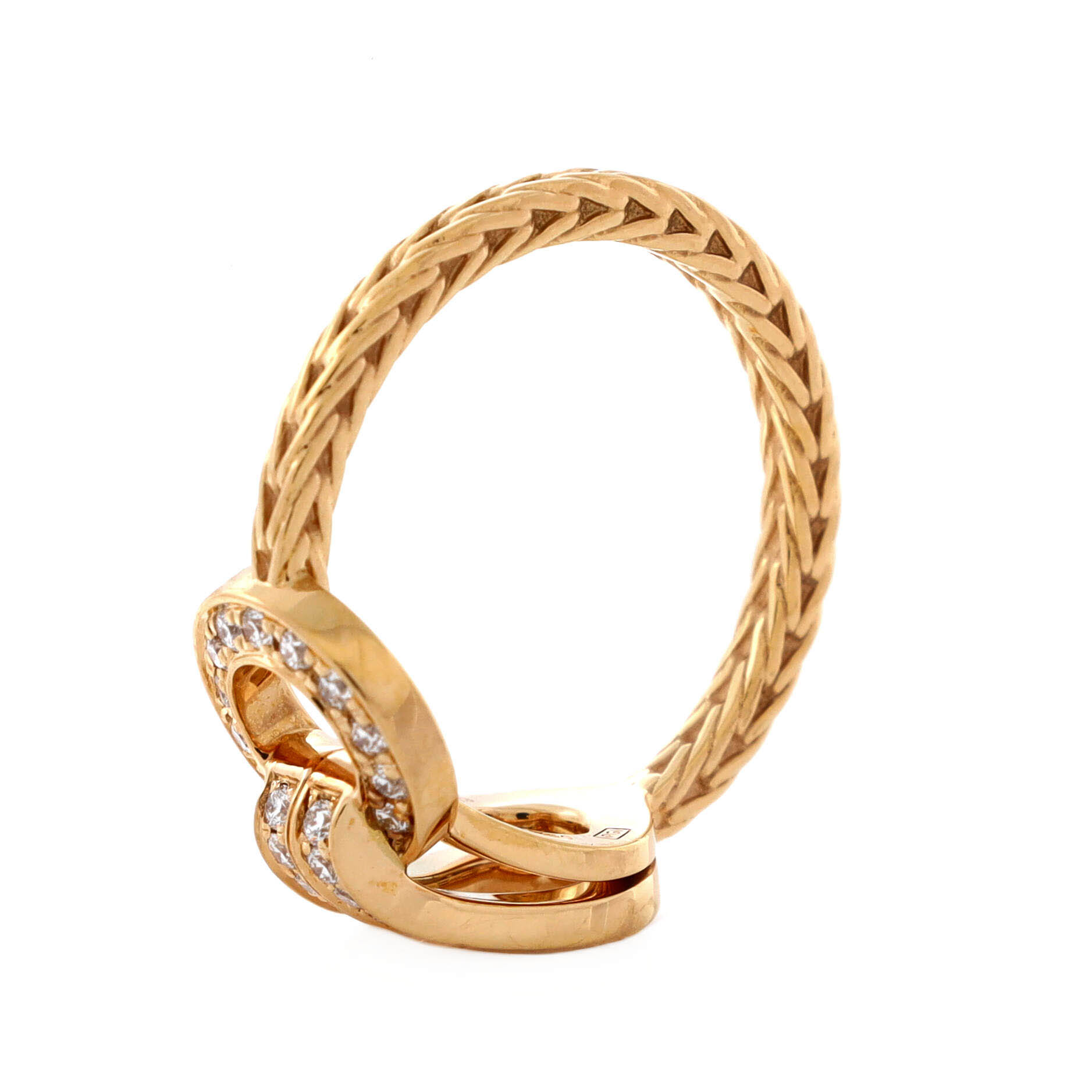 Agrafe Vine Ring 18K Yellow Gold with Diamonds Small