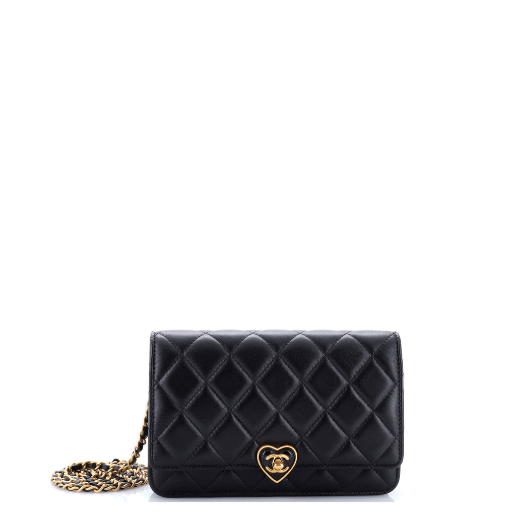 Coco Love CC Heart Wallet on Chain Quilted Lambskin