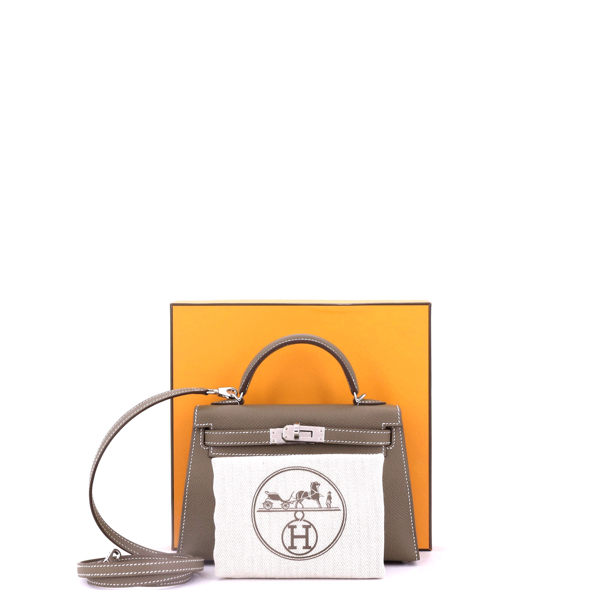 Kelly Mini II Bag Grey Epsom with Palladium Hardware 20