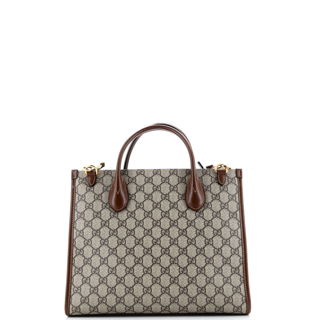 Structured Top Handle Open Tote GG Coated Canvas Small
