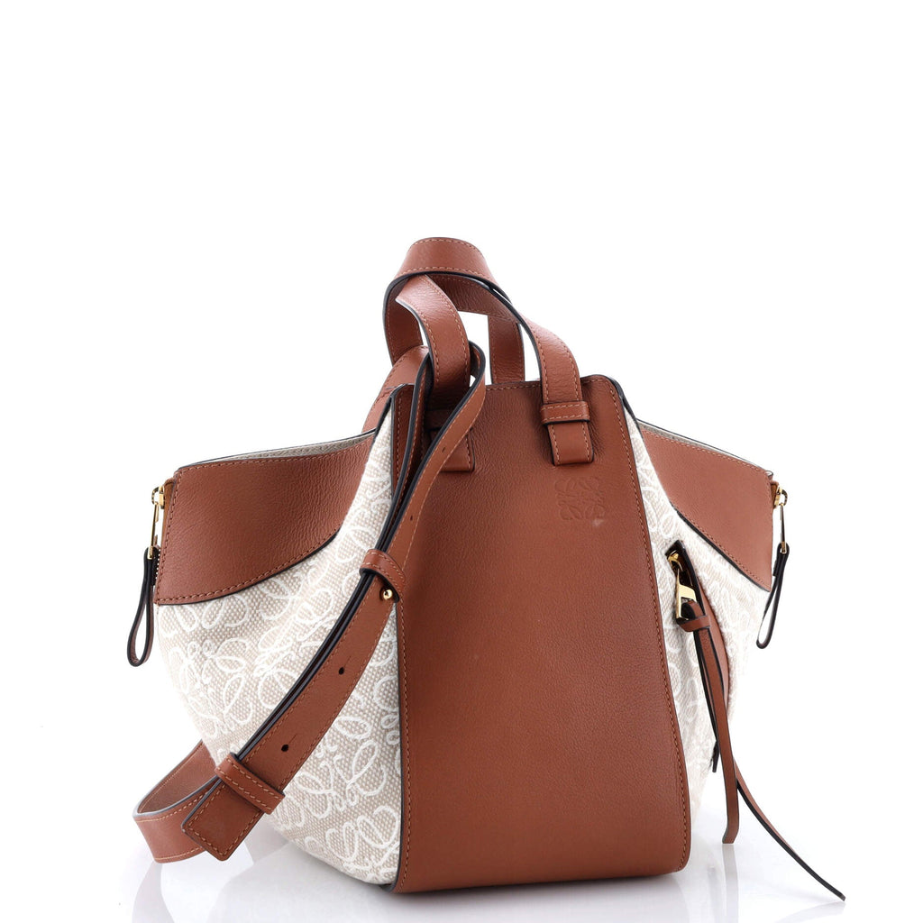 Hammock Bag Leather and Anagram Jacquard Small