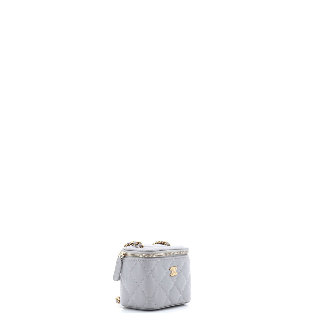 Pearl Crush Vanity Case with Chain Quilted Lambskin Mini