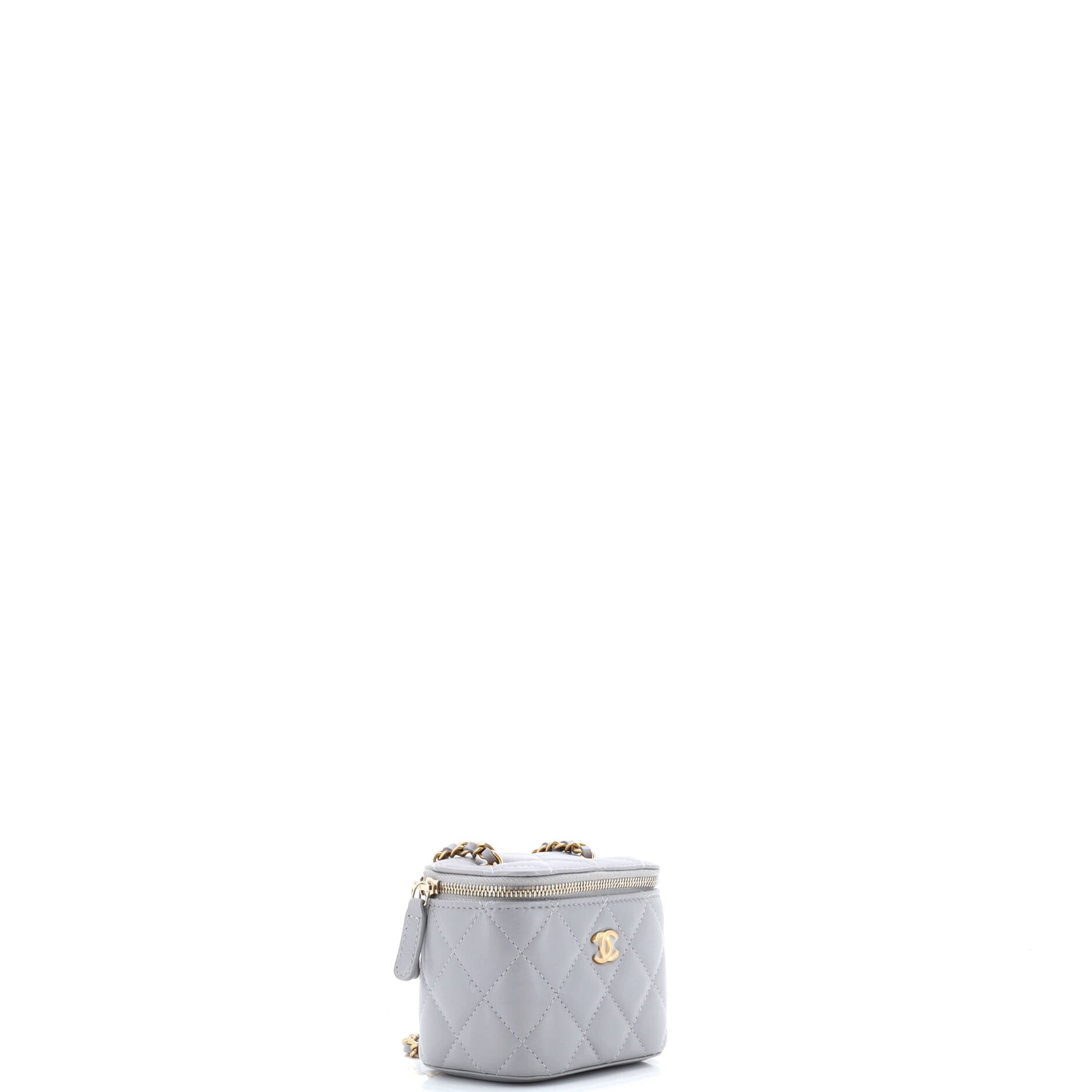Pearl Crush Vanity Case with Chain Quilted Lambskin Mini