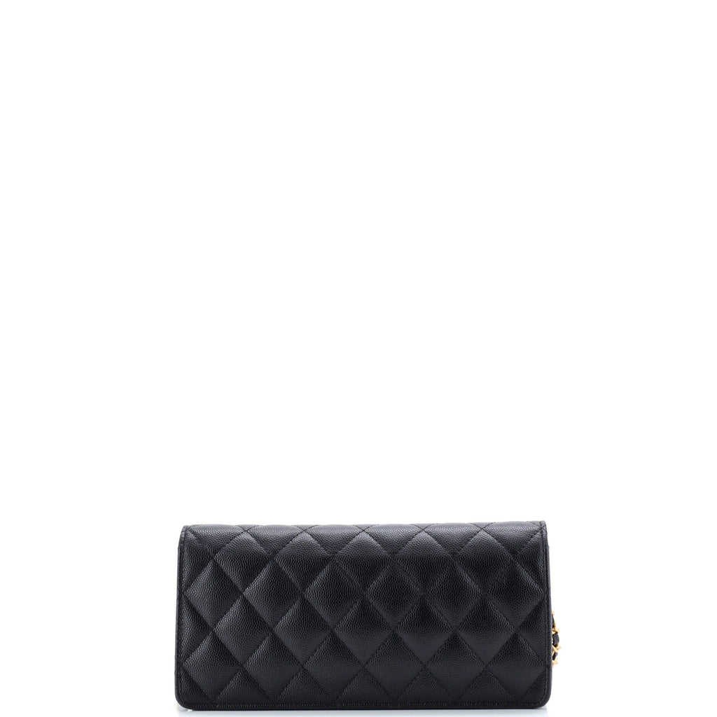 Camellia CC Flap Phone Holder with Chain Quilted Caviar