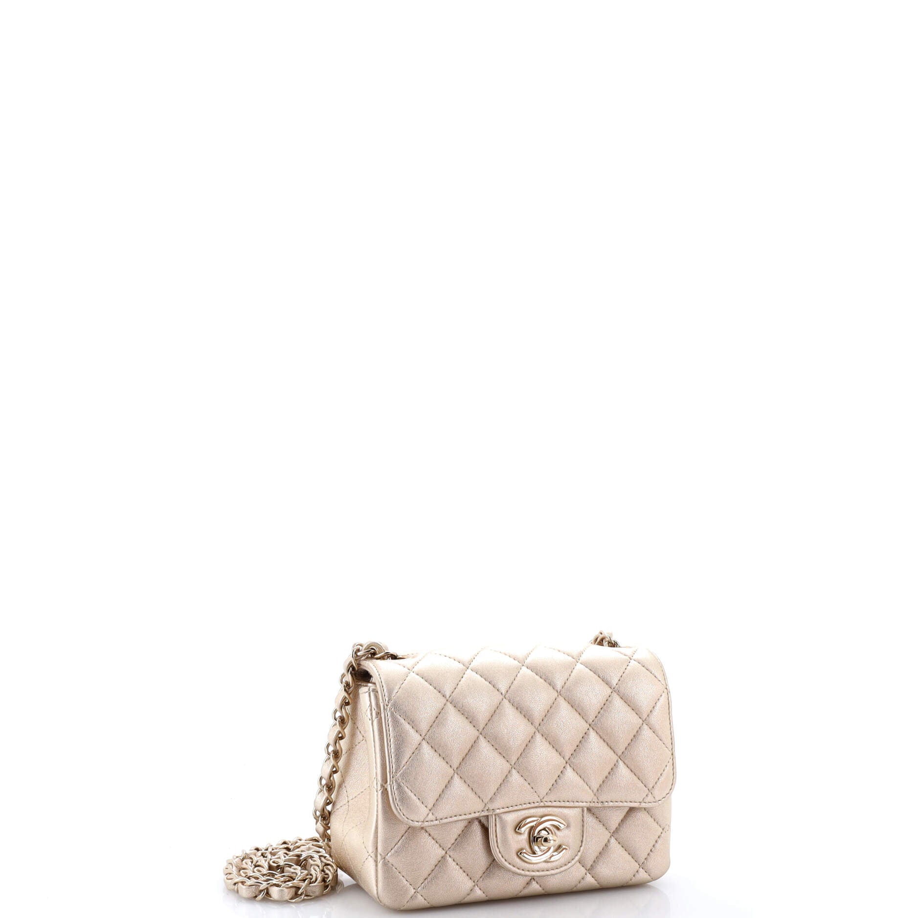 Square Classic Single Flap Bag Quilted Metallic Lambskin Mini