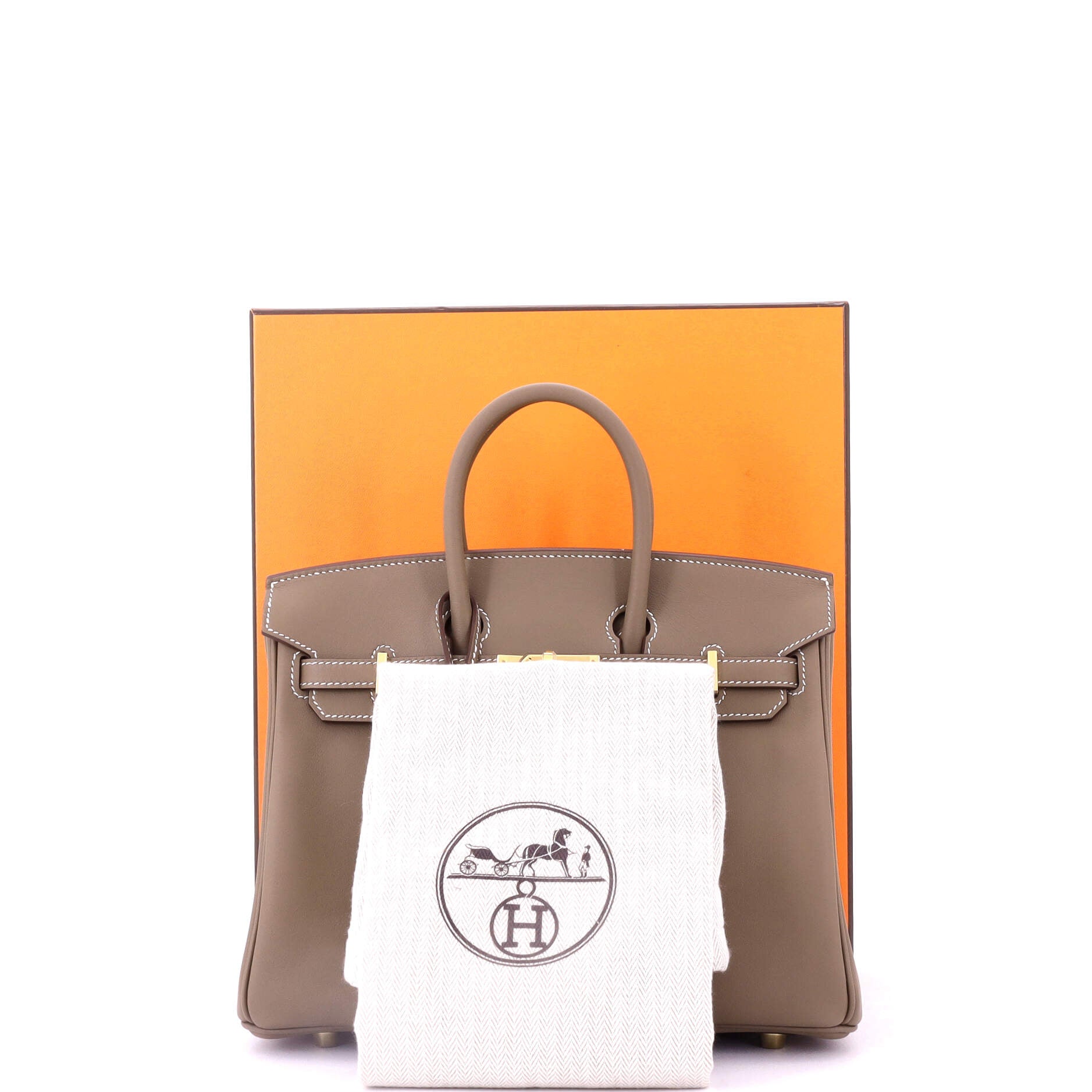 Birkin Handbag Grey Swift with Gold Hardware 25