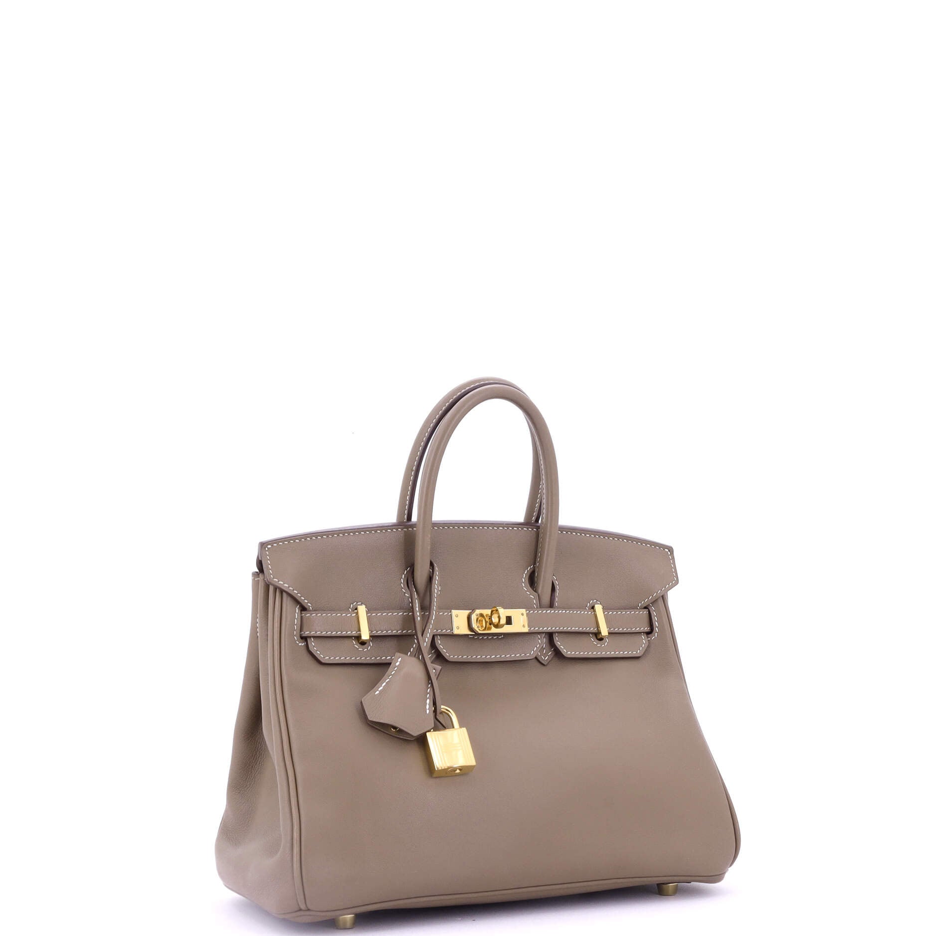 Birkin Handbag Grey Swift with Gold Hardware 25