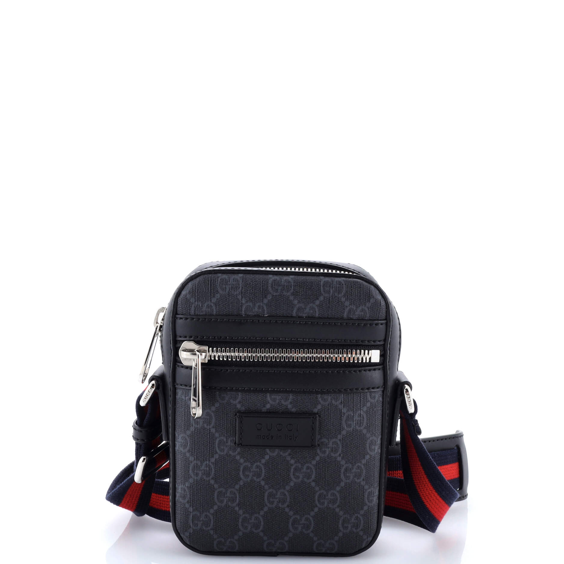Web Strap Front Zip Messenger Bag GG Coated Canvas Mini