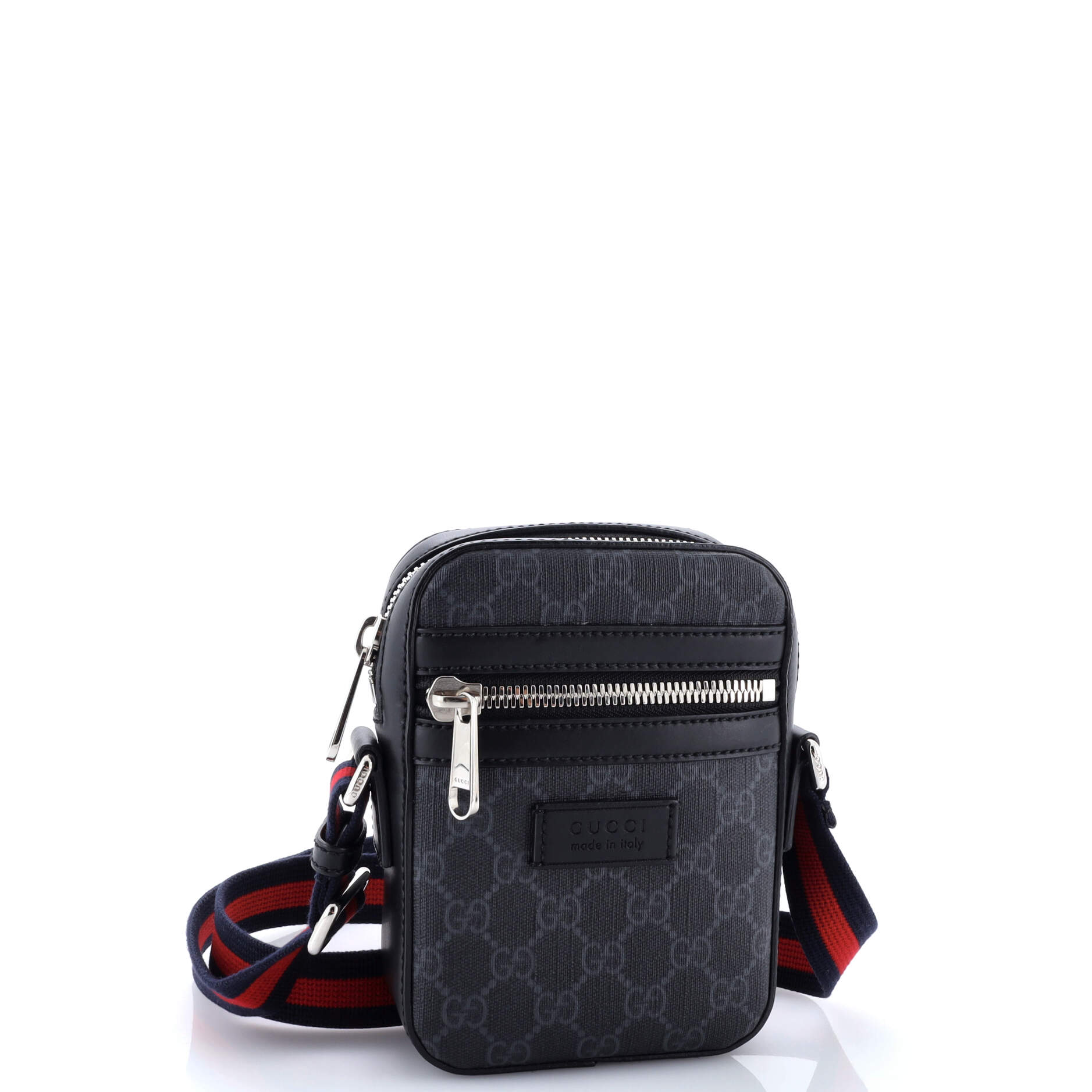 Web Strap Front Zip Messenger Bag GG Coated Canvas Mini