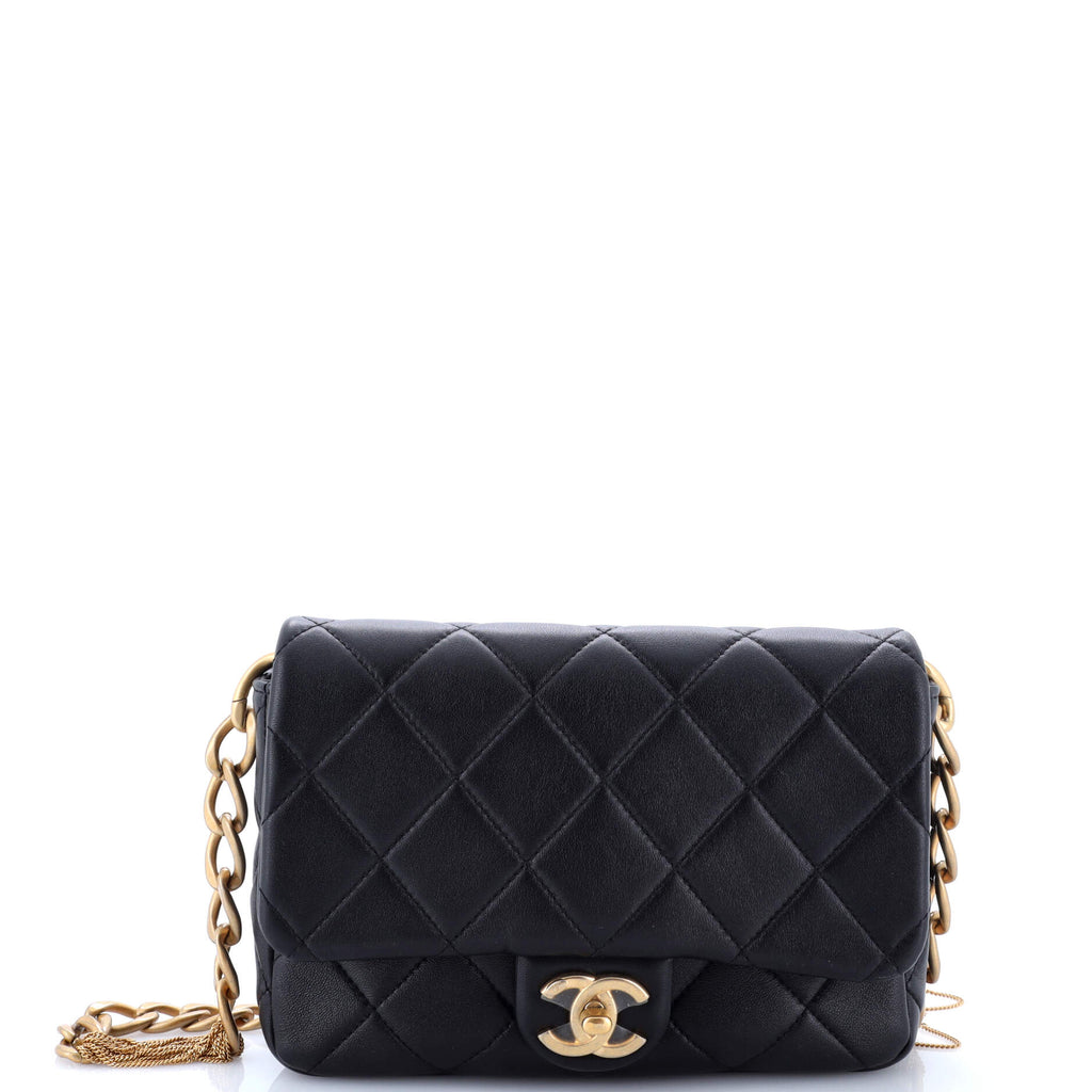 CC Chunky Chain Flap Bag Quilted Lambskin Small