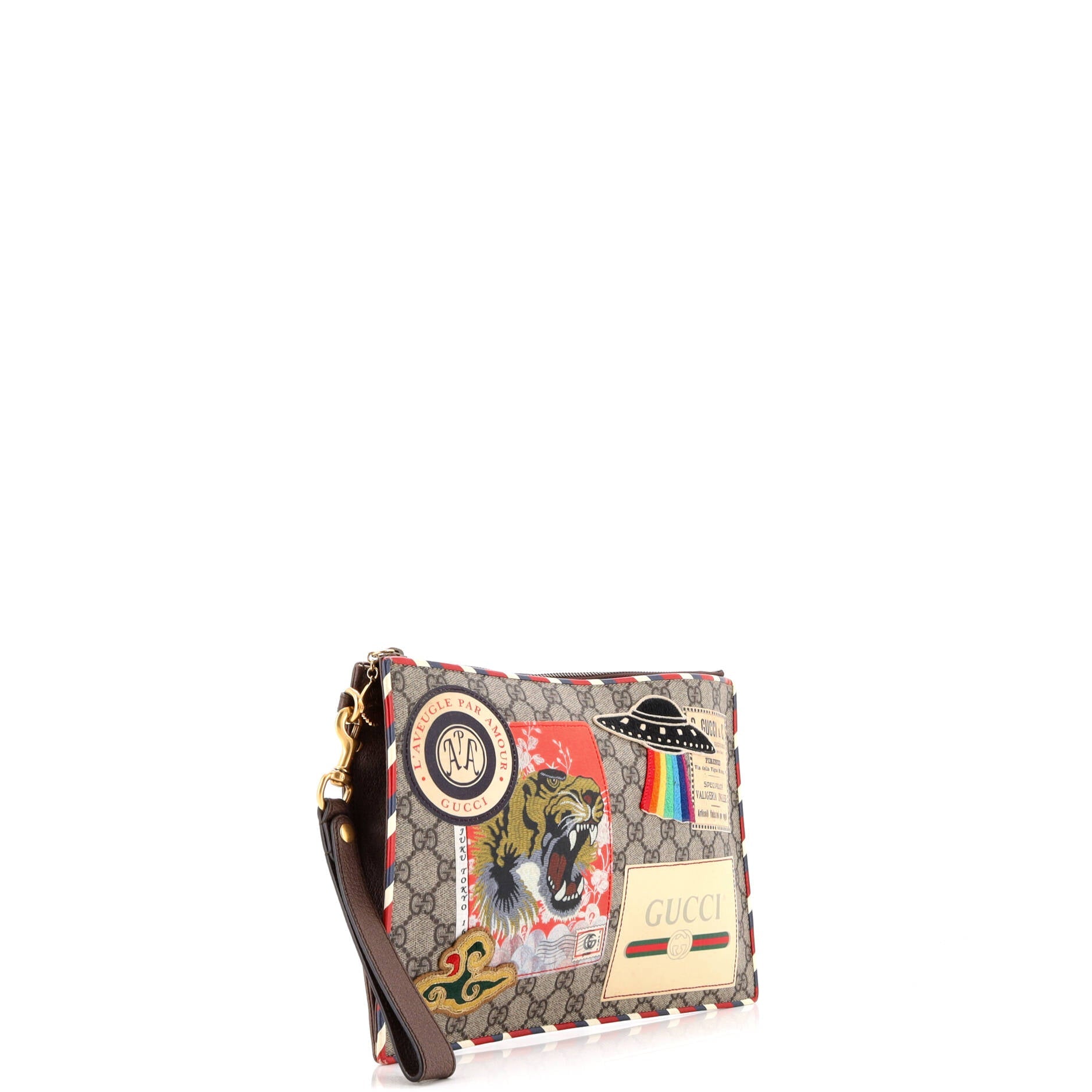 Courrier Pouch GG Coated Canvas with Applique