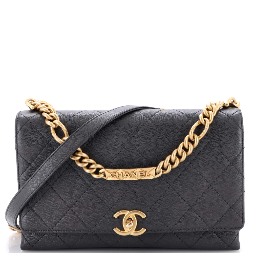 Bracelet On Chain Flap Bag Quilted Caviar Medium