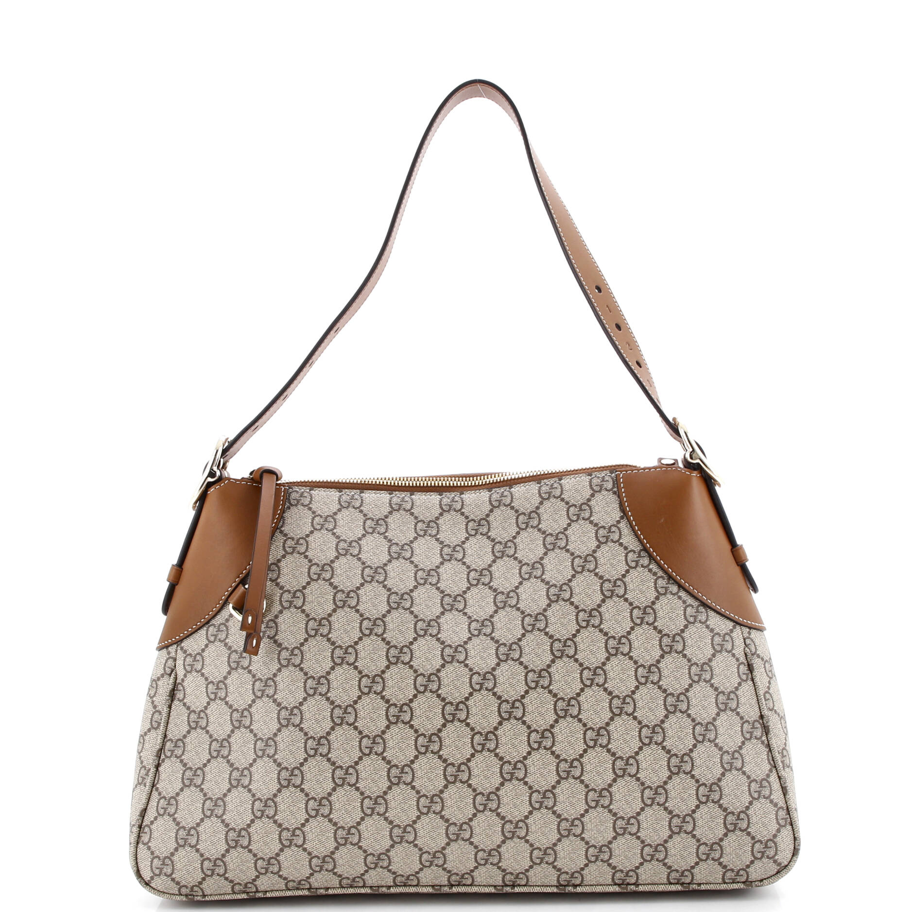 Emblem Shoulder Bag GG Coated Canvas with Leather Large