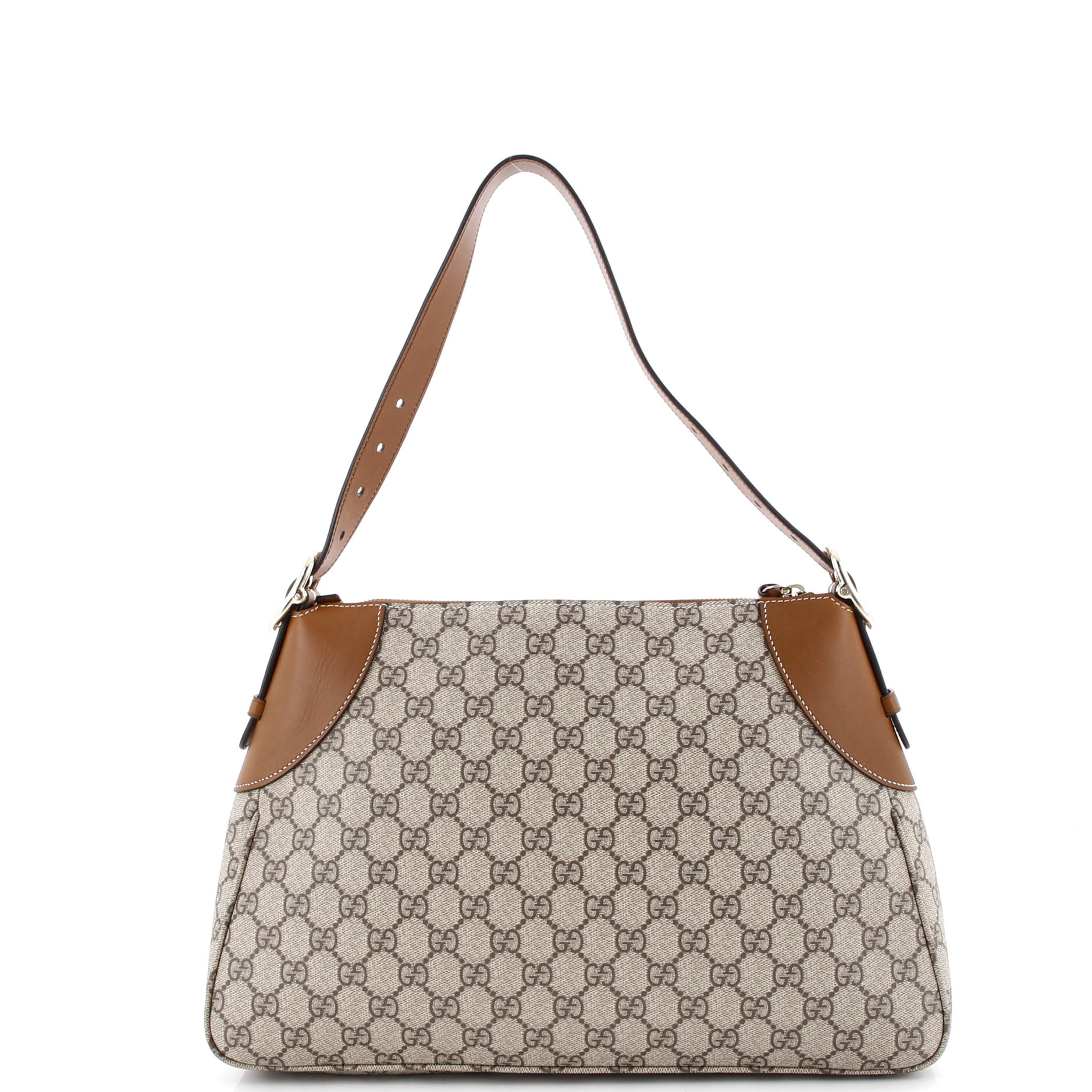 Emblem Shoulder Bag GG Coated Canvas with Leather Large