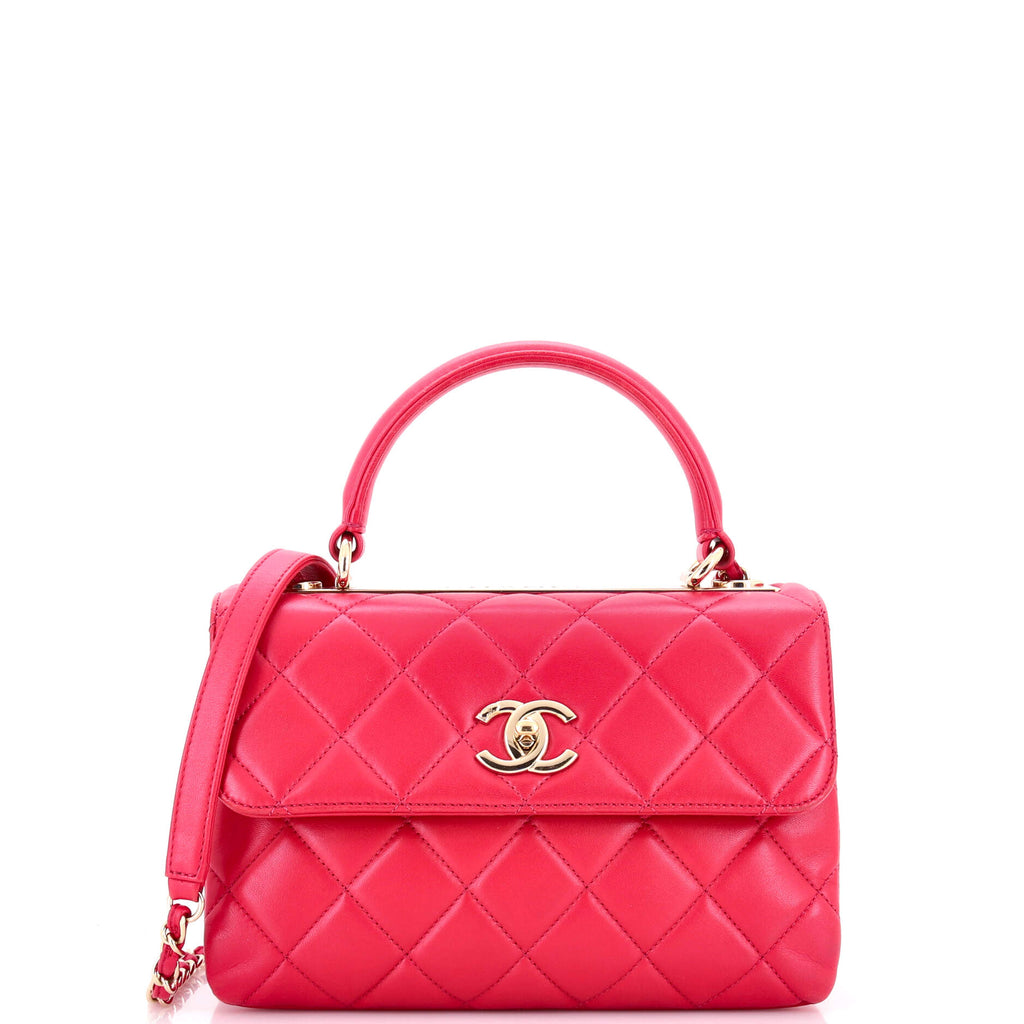 Trendy CC Top Handle Bag Quilted Lambskin Small